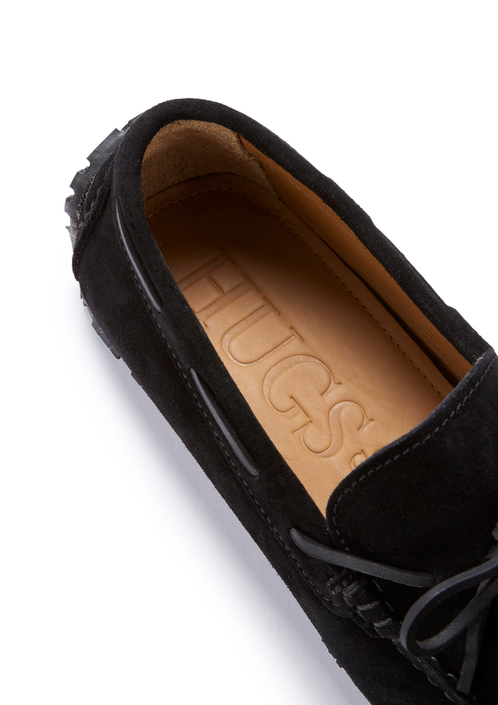 Black Suede Tyre Sole Laced Driving Loafers