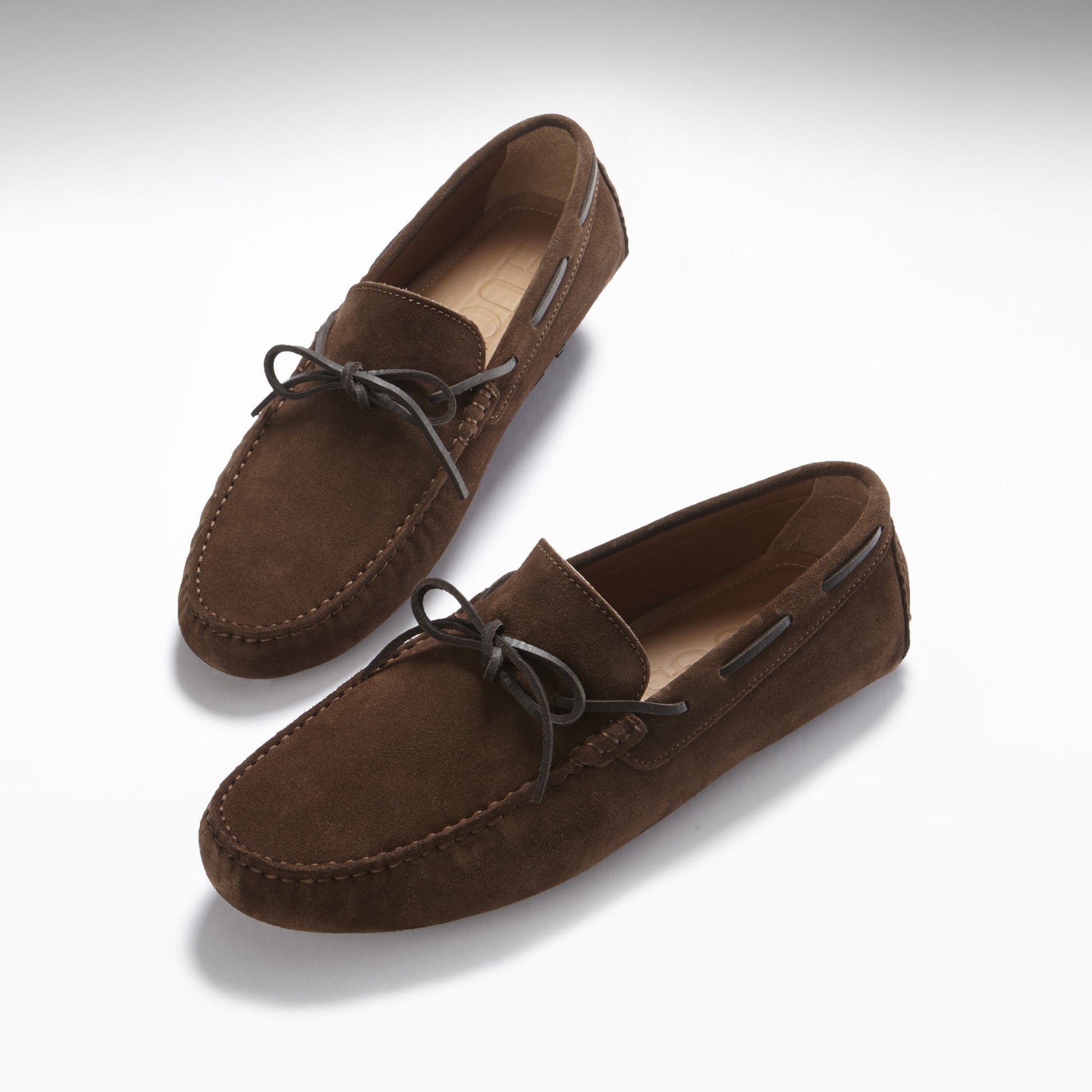 Brown Suede Laced Driving Loafers