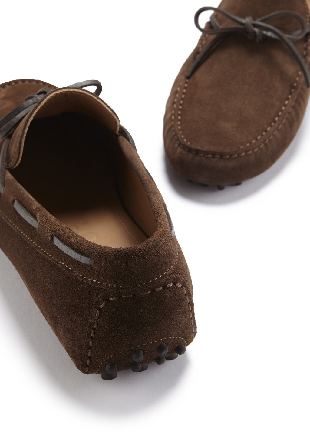 Brown Suede Laced Driving Loafers