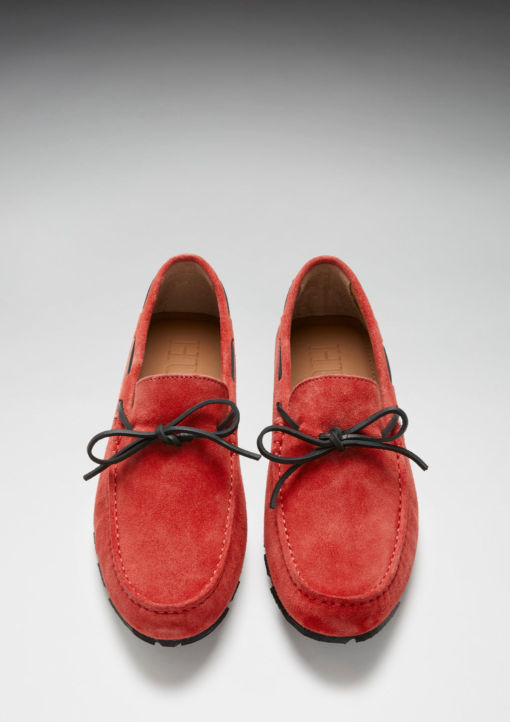 Red Suede Driving Loafers with Recycled Tyre Sole