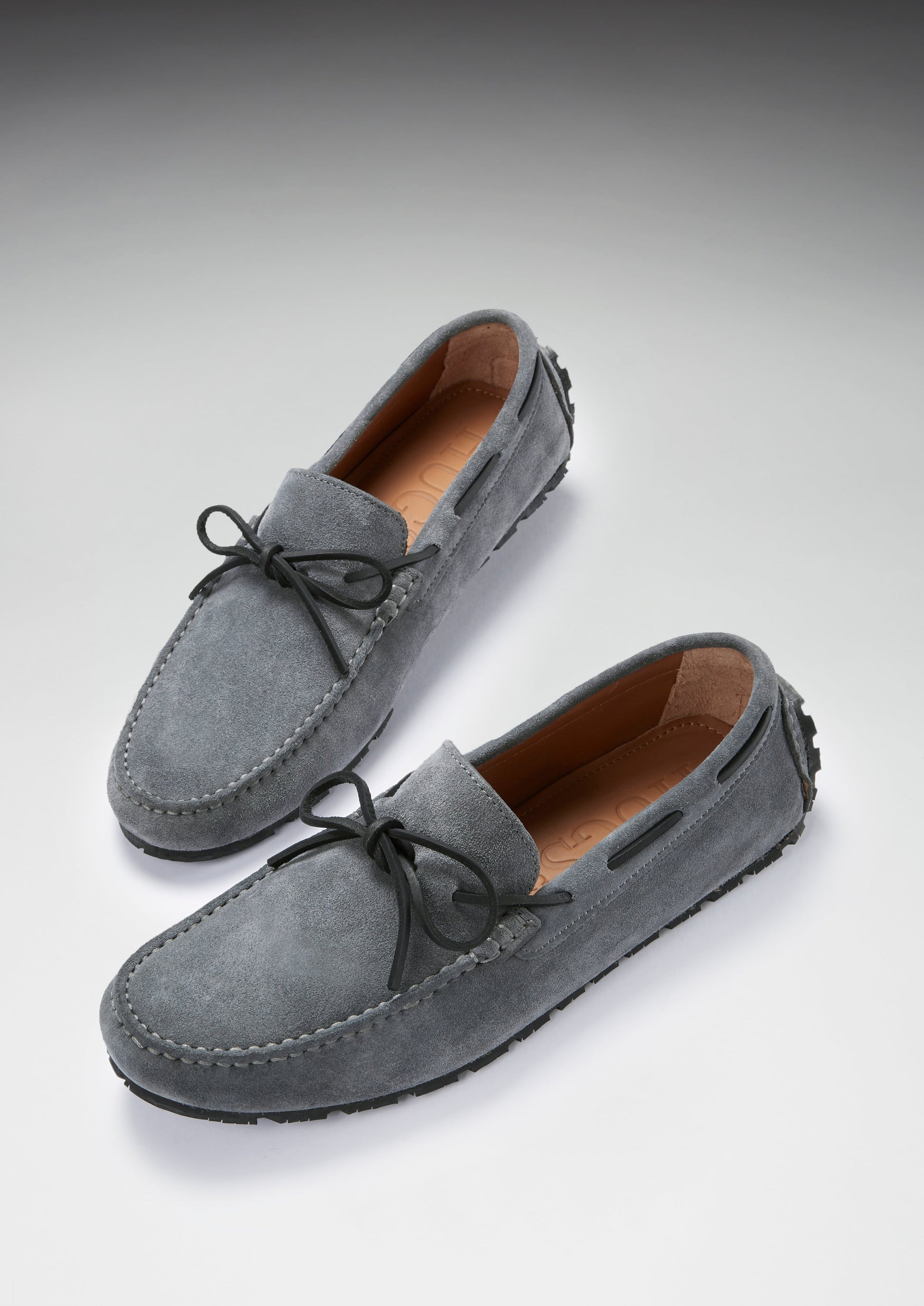 Slate Grey Suede Tyre Sole Laced Driving Loafers