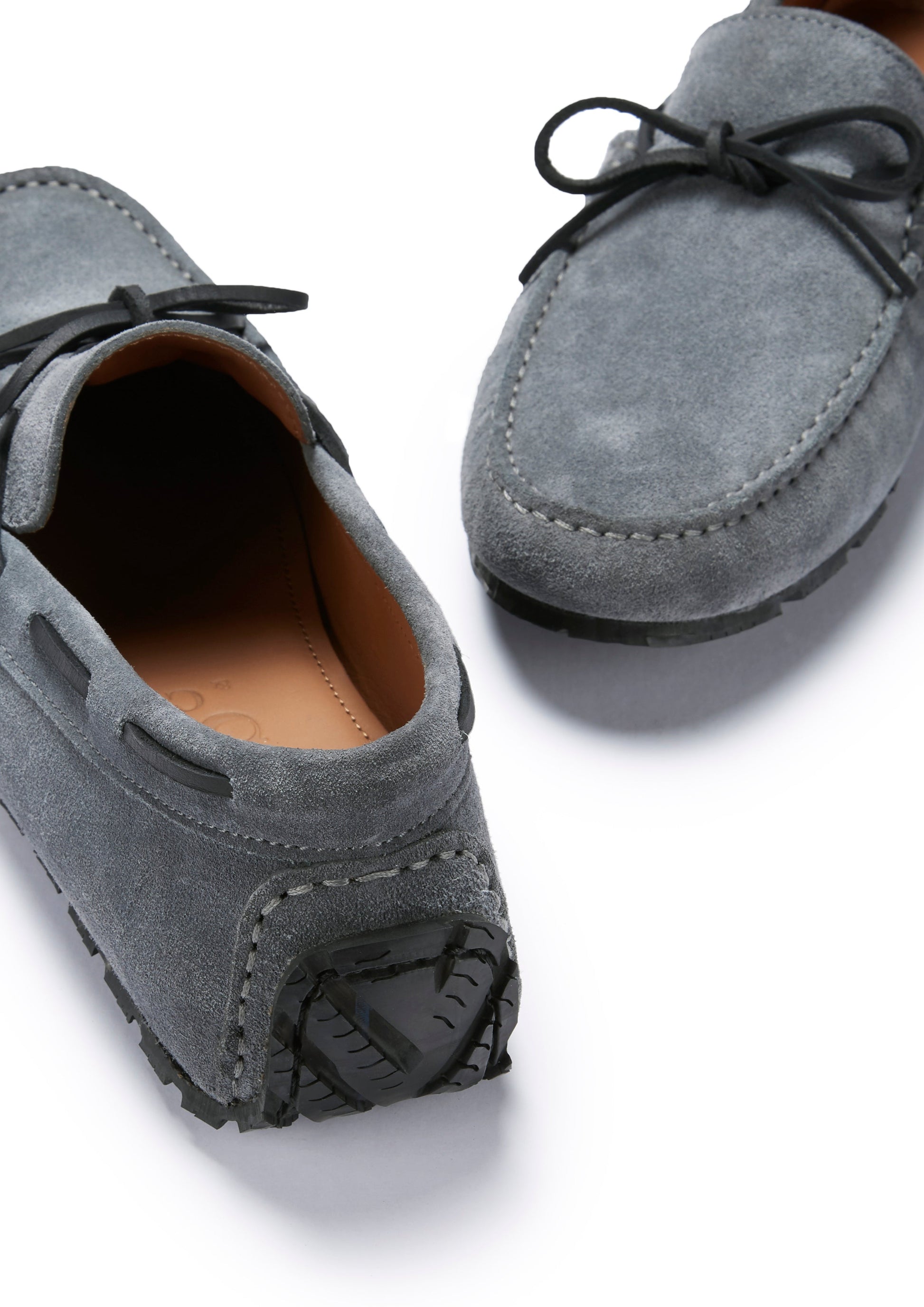 Slate Grey Suede Tyre Sole Laced Driving Loafers