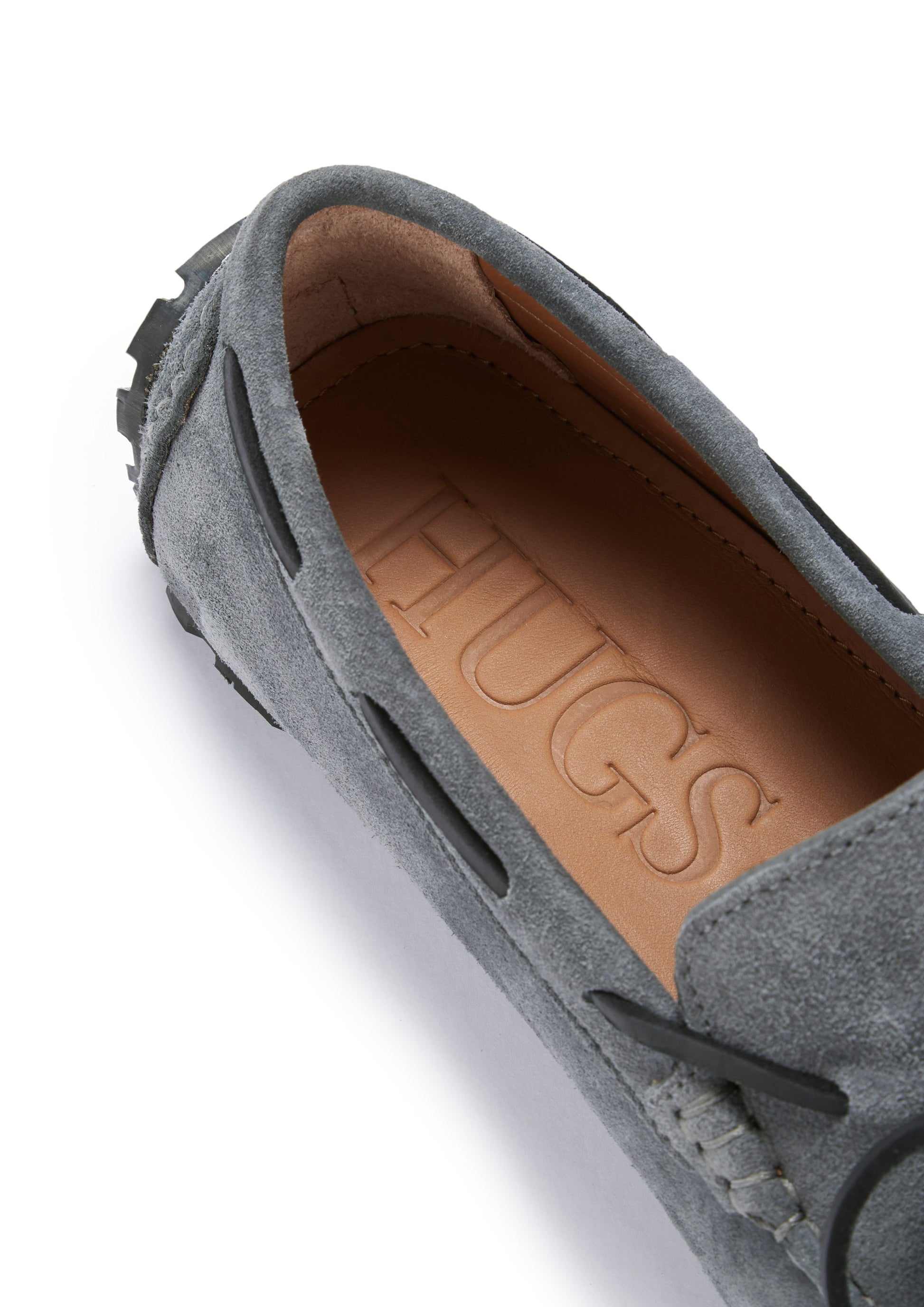 Slate Grey Suede Tyre Sole Laced Driving Loafers