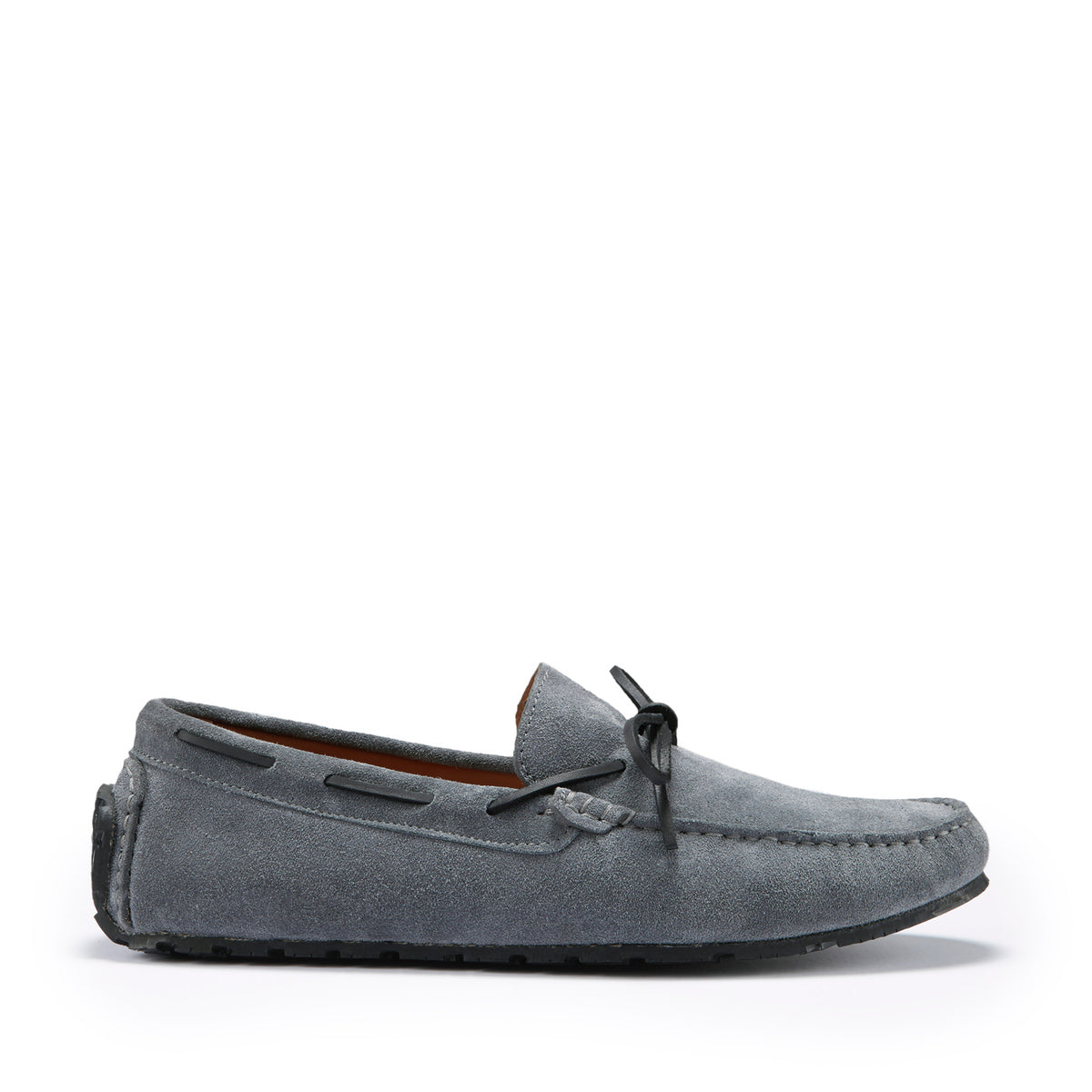 Slate Grey Suede Tyre Sole Laced Driving Loafers