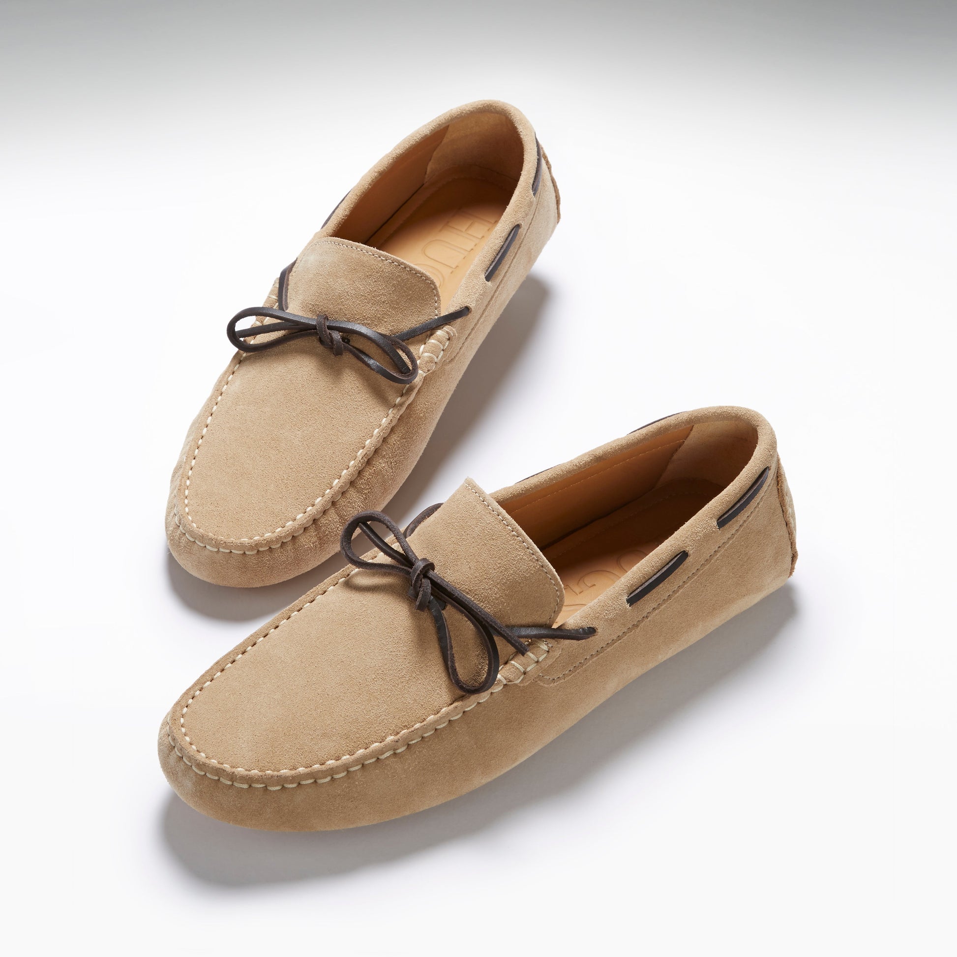 Taupe Suede Laced Driving Loafers
