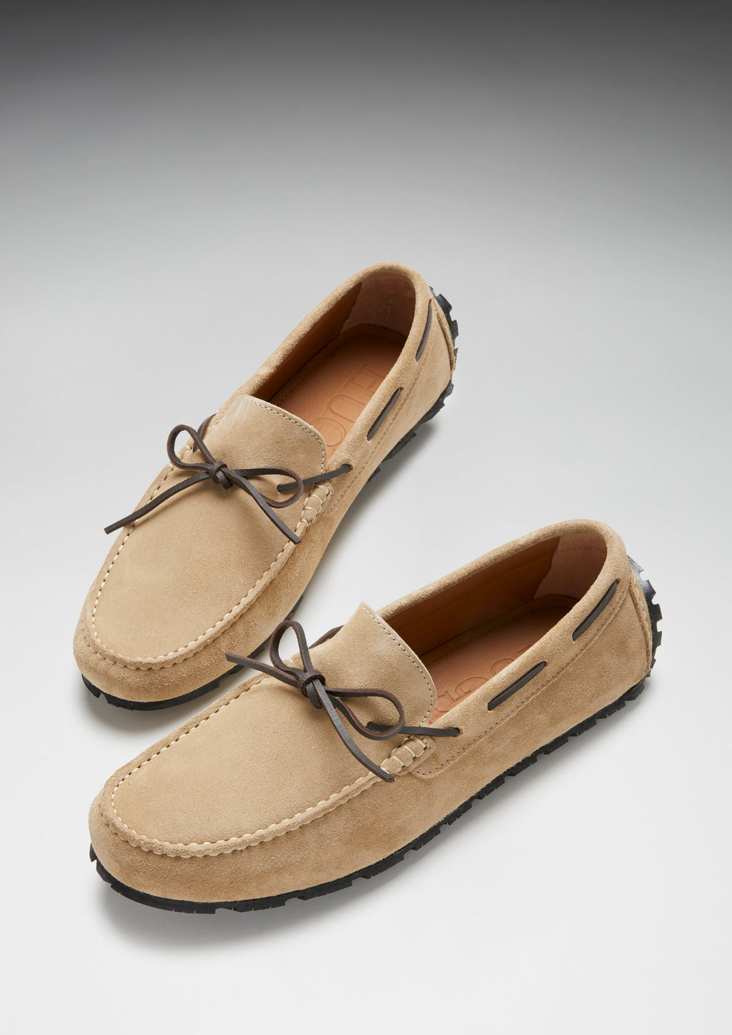 Taupe Suede Driving Loafers with Recycled Tyre Sole