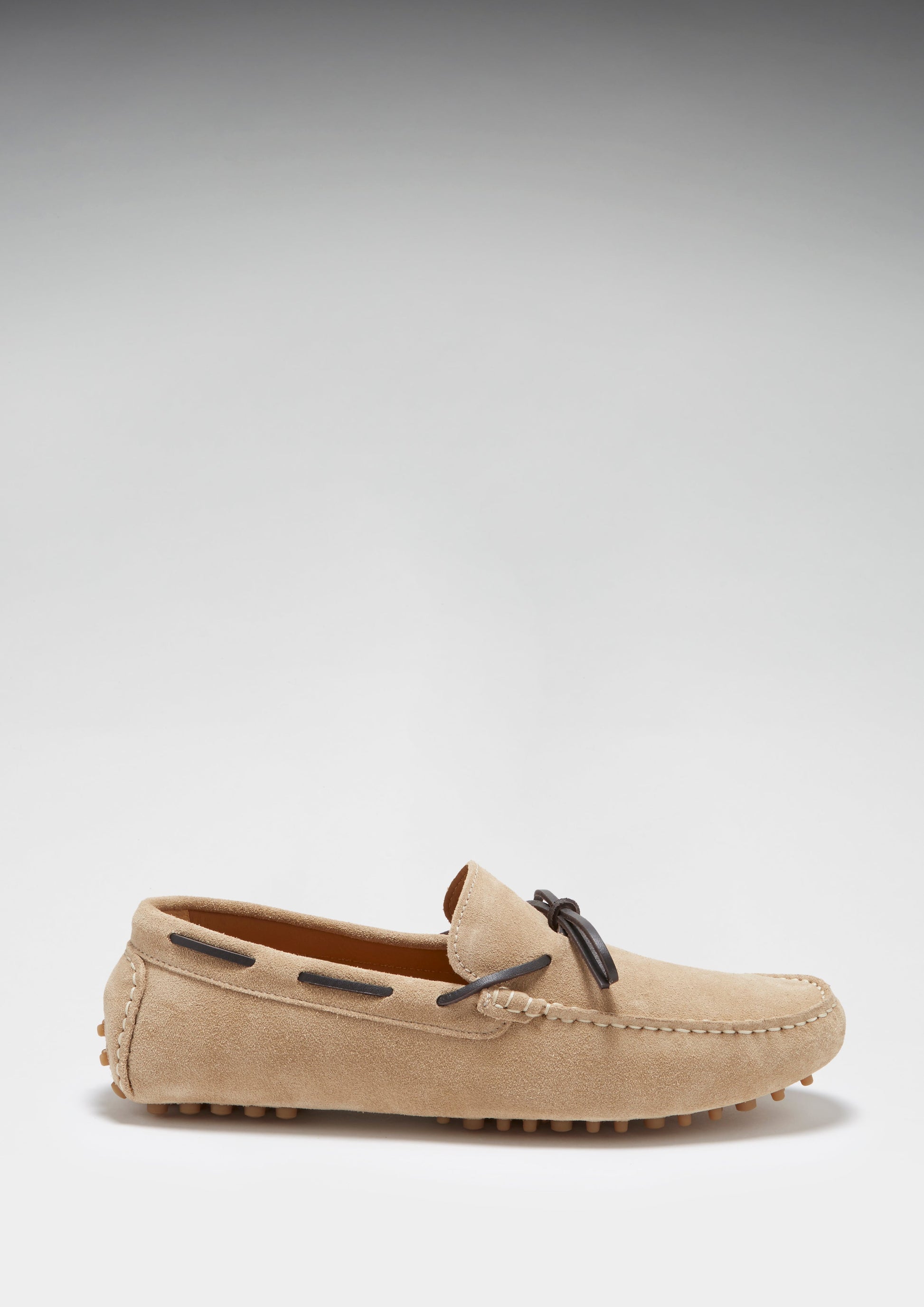 Taupe Suede Laced Driving Loafers