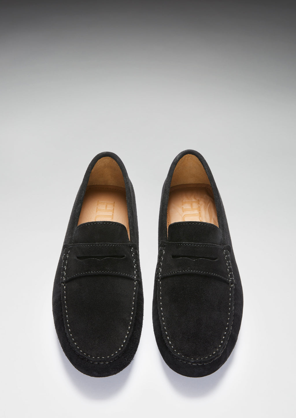 Penny Black Suede Driving Loafers
