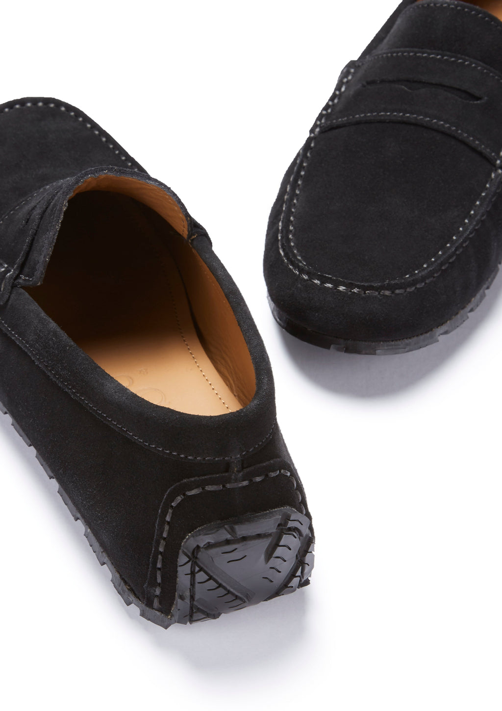 Black Suede Penny Driving Loafers