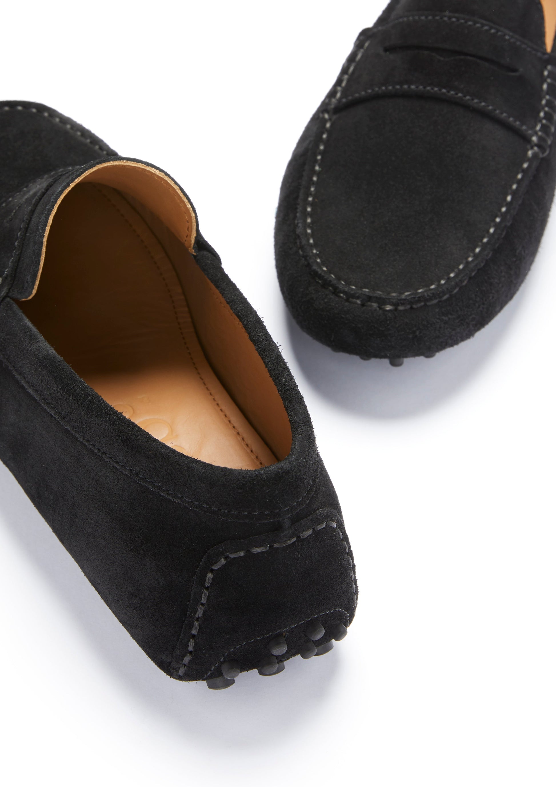 Penny Black Suede Driving Loafers