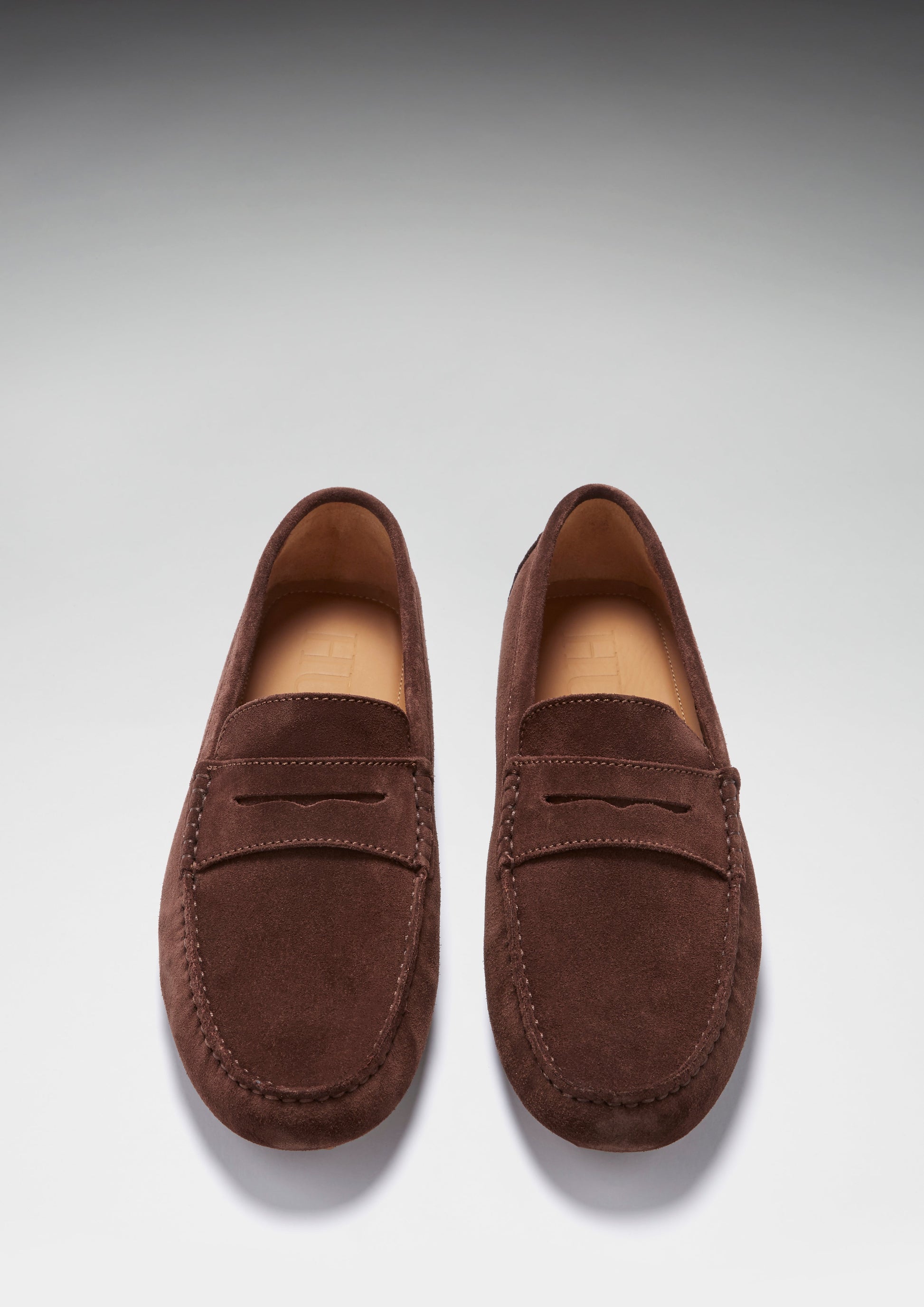 Brown Suede Penny Driving Loafers
