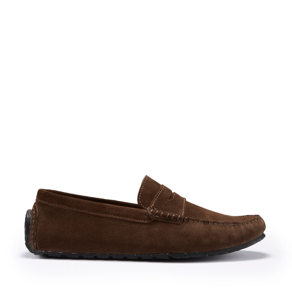 Brown Suede Penny Driving Loafers