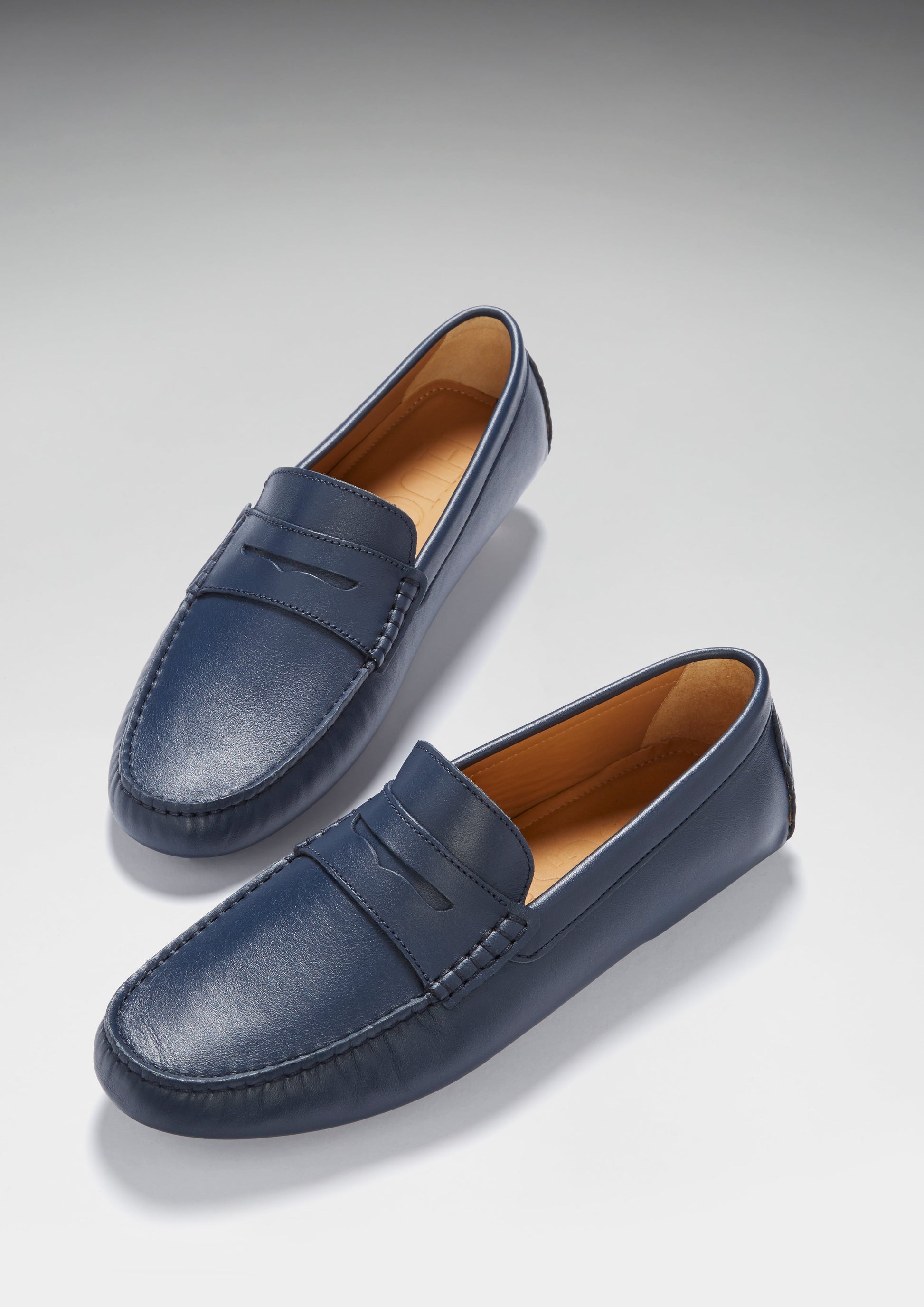 Penny Driving Loafers in French Navy Leather