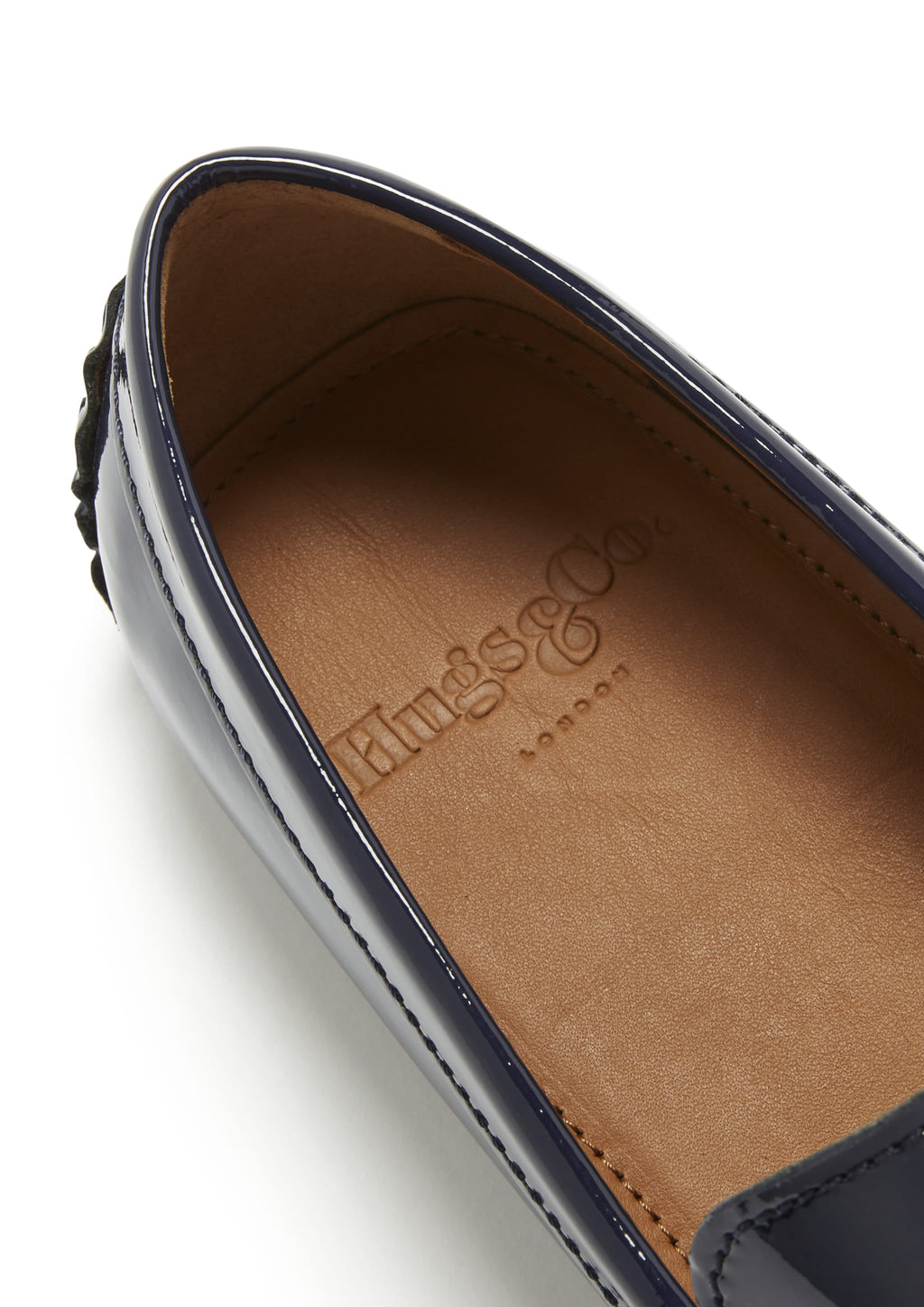 Navy Patent Leather Penny Loafers