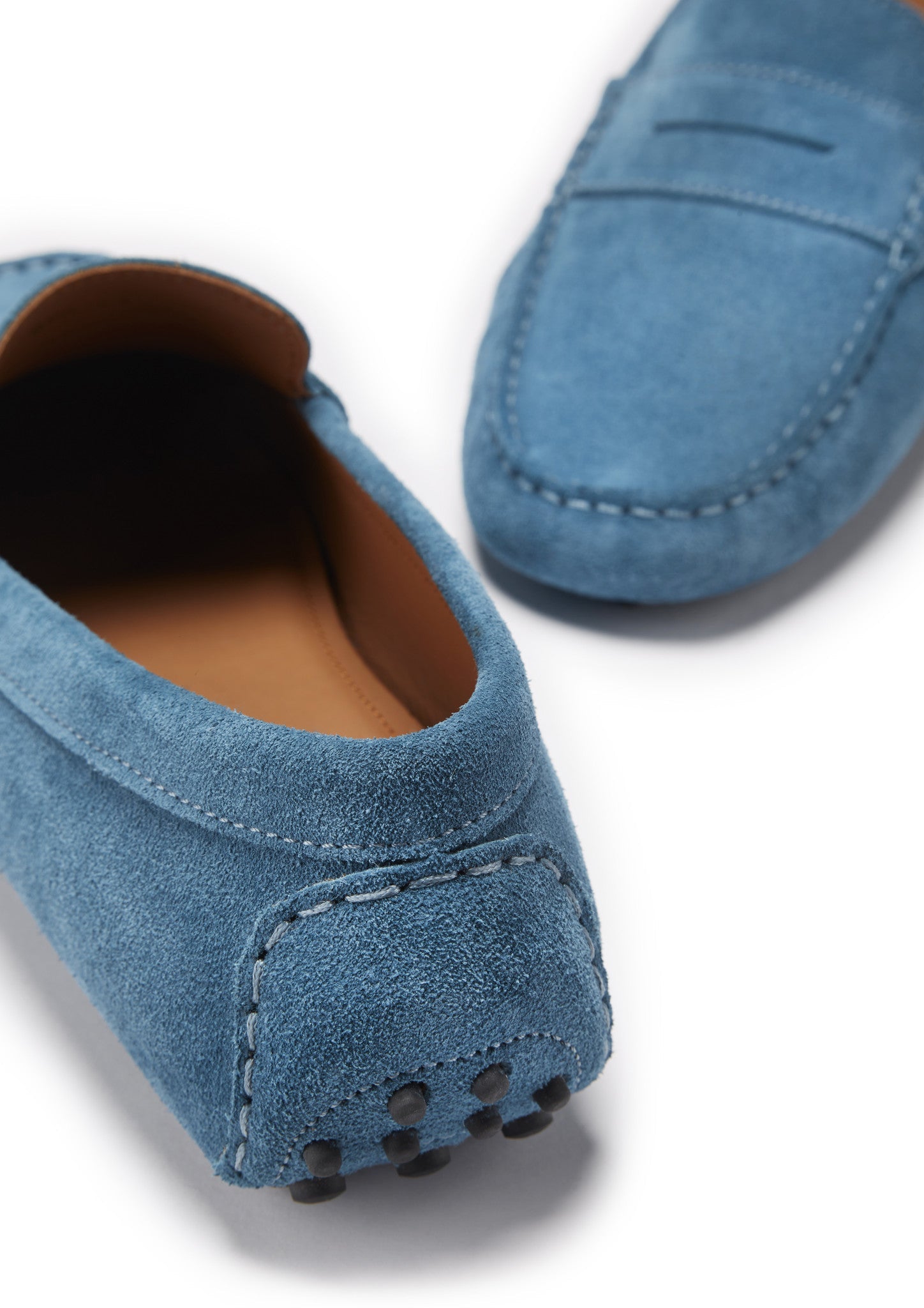 Penny Driving Loafers in Petrol Blue Suede