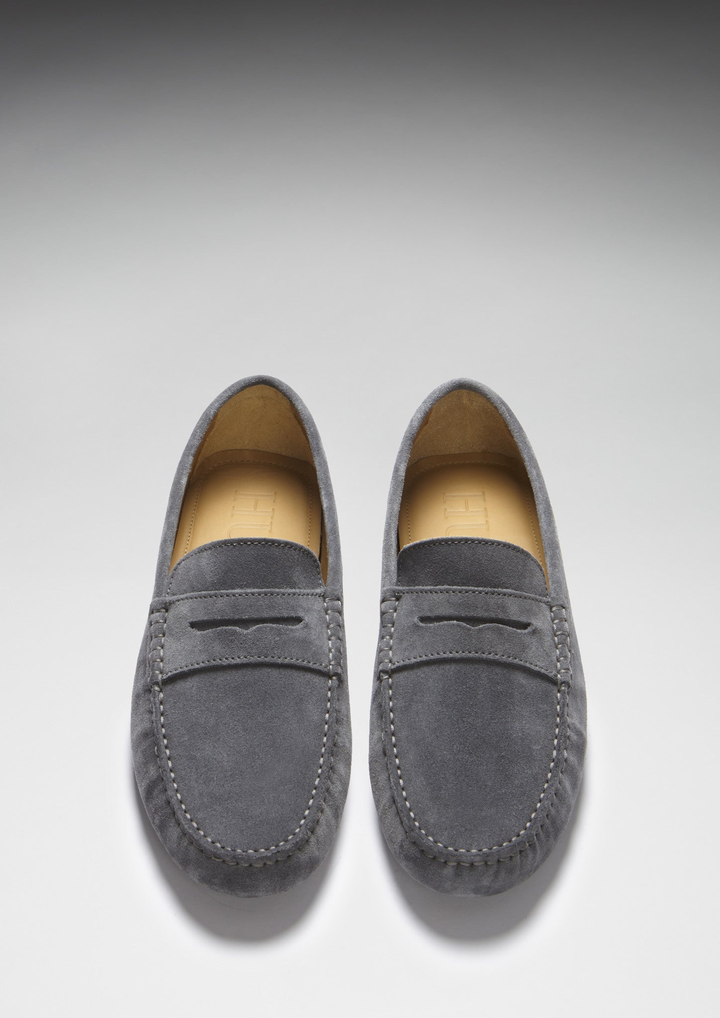 Penny Driving Loafers in Slate Grey Suede