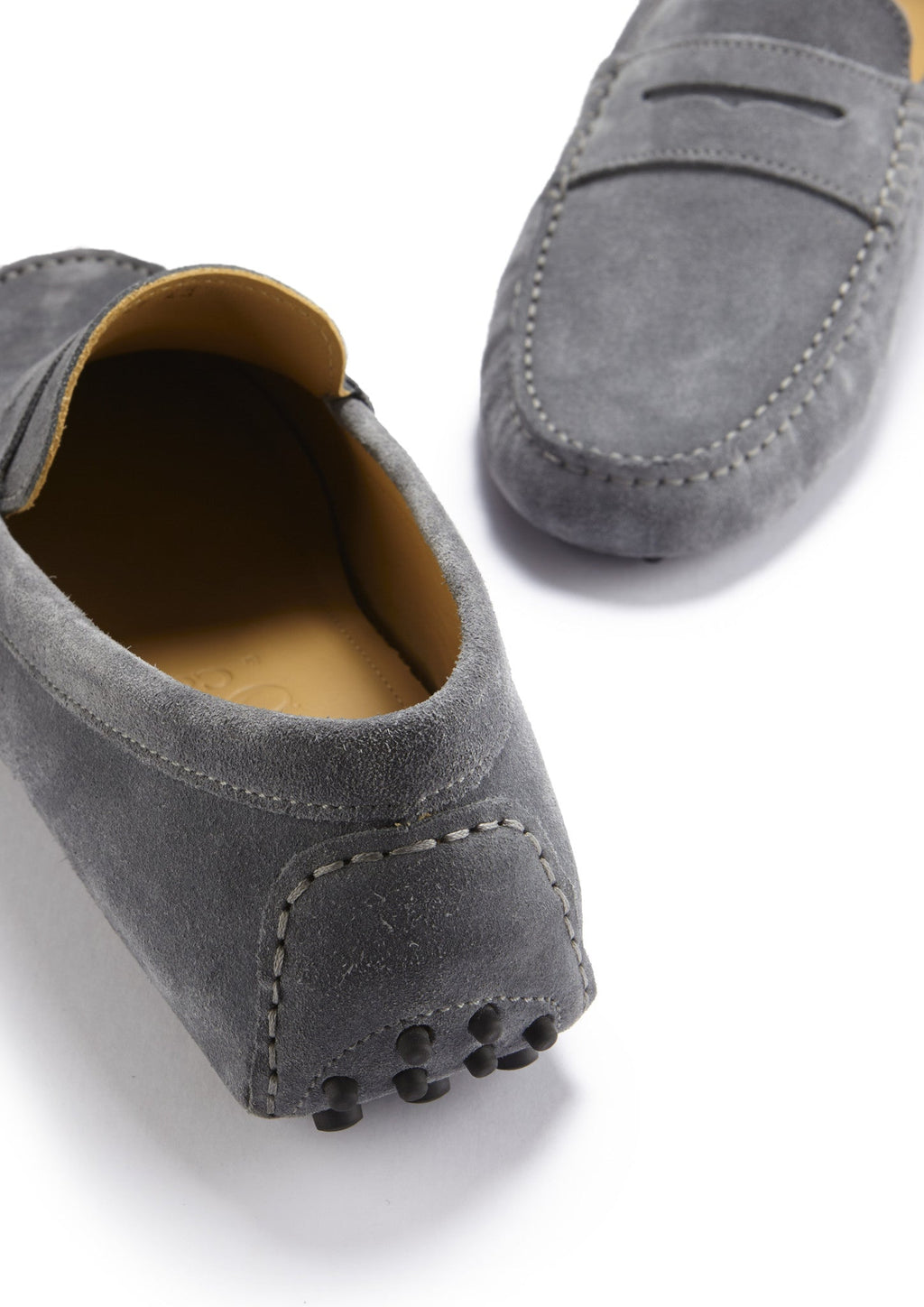 Penny Driving Loafers in Slate Grey Suede