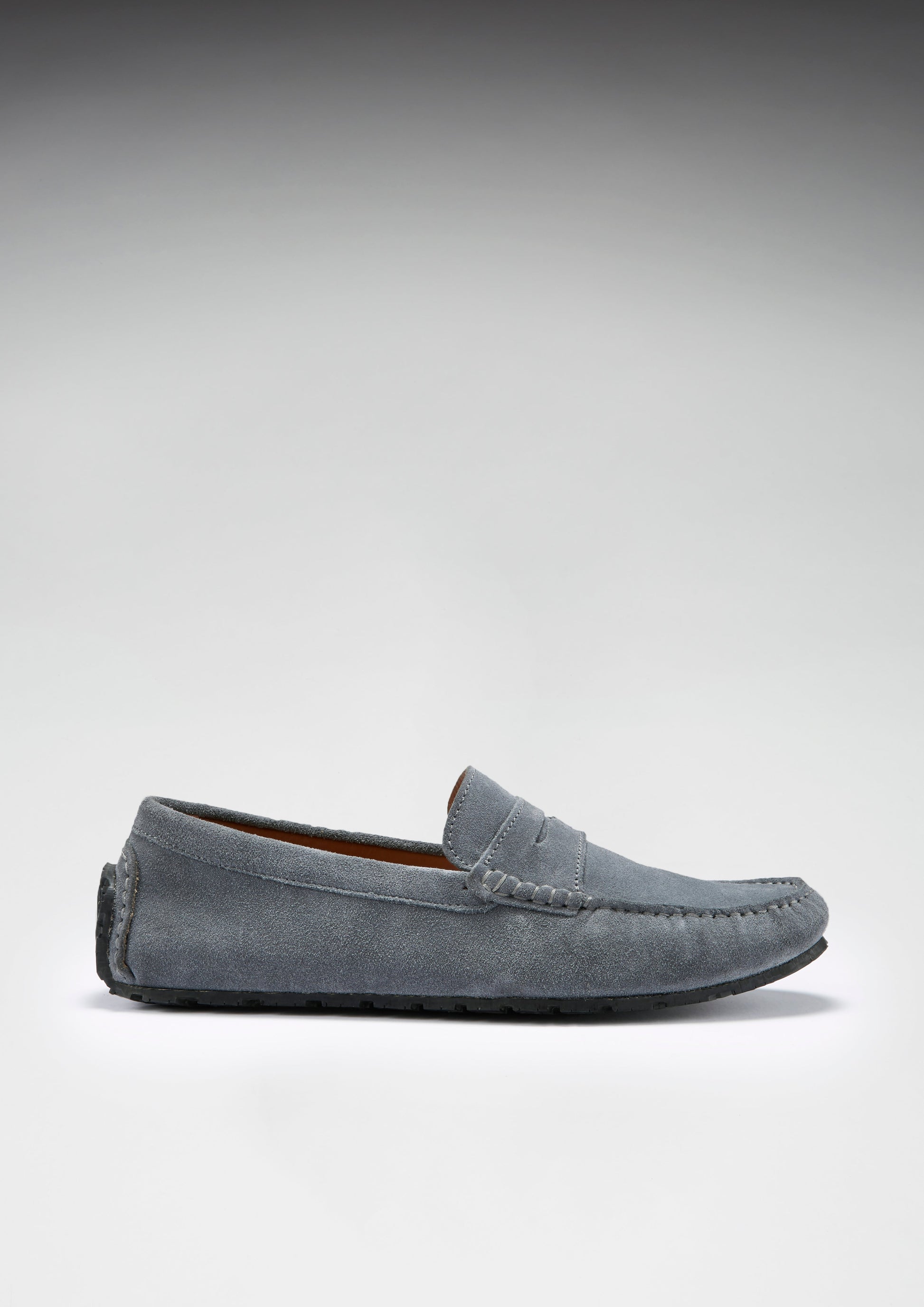 Slate Grey Suede Penny Driving Loafers