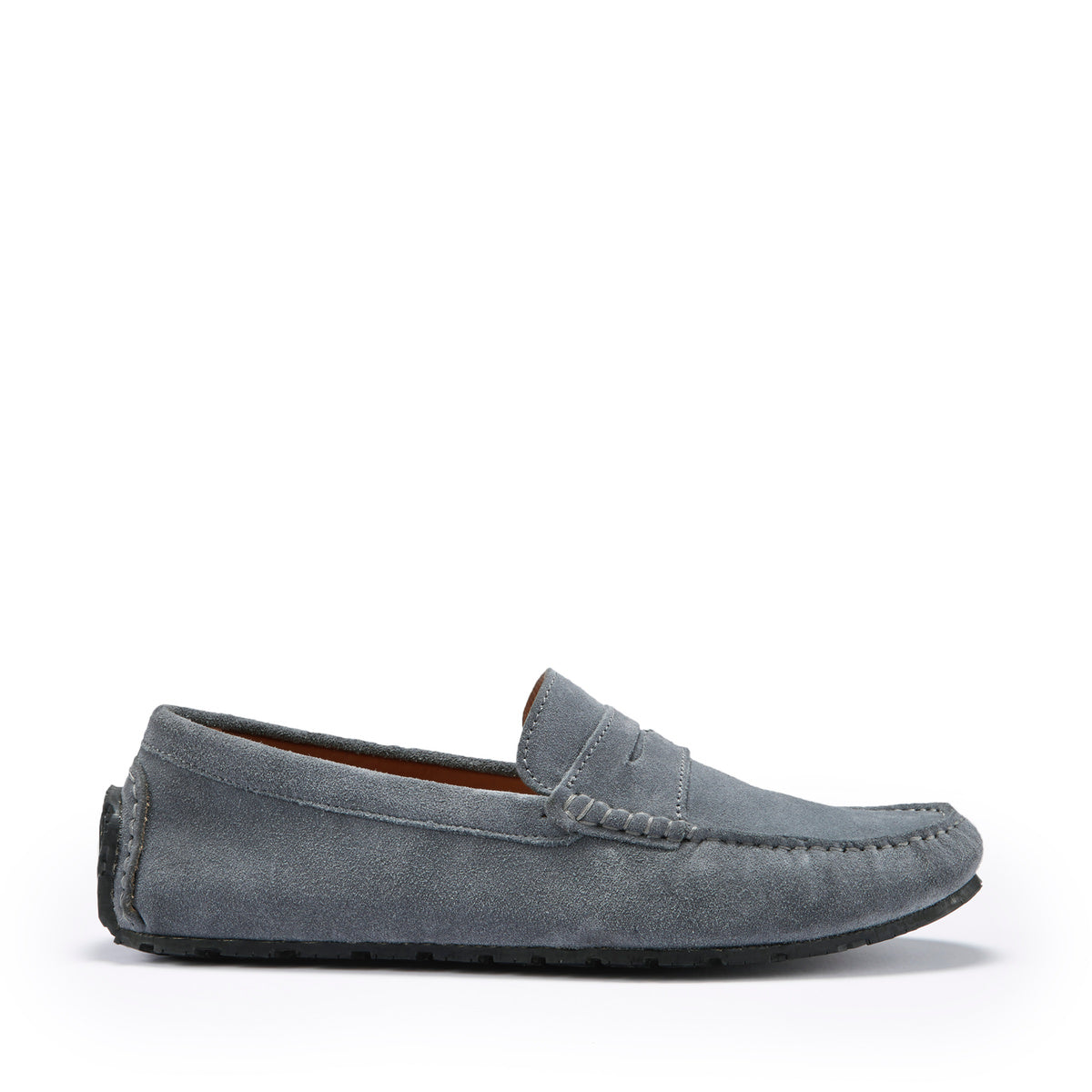 Slate Grey Suede Penny Driving Loafers