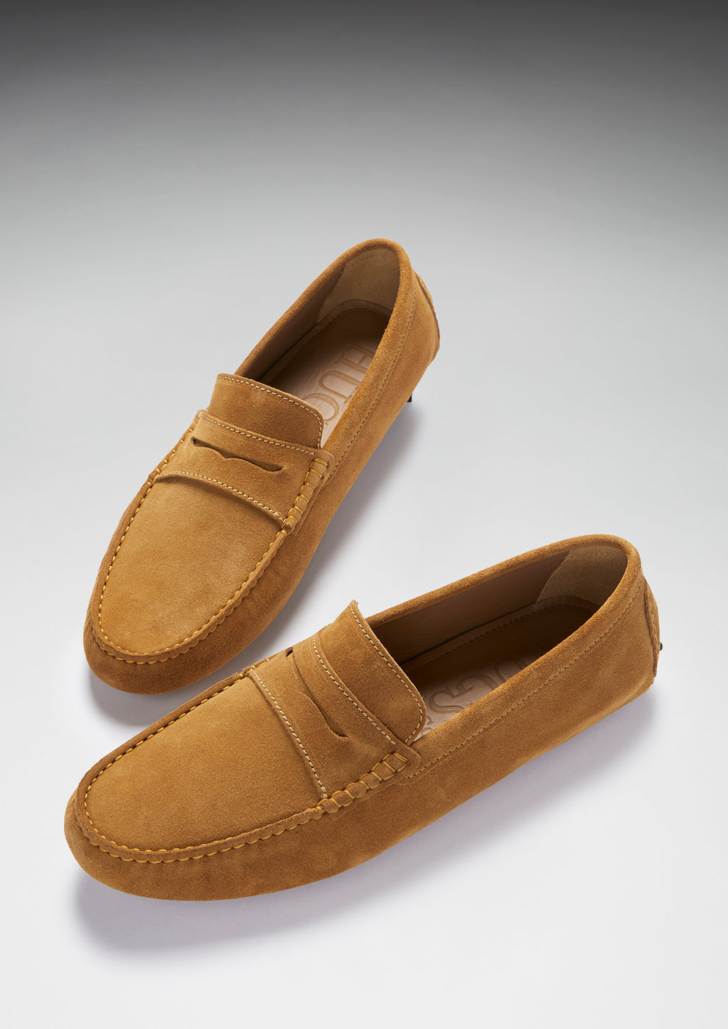 Tobacco Suede Penny Driving Loafers