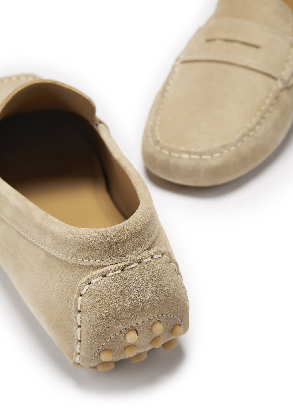 Penny Driving Loafers in Taupe Suede