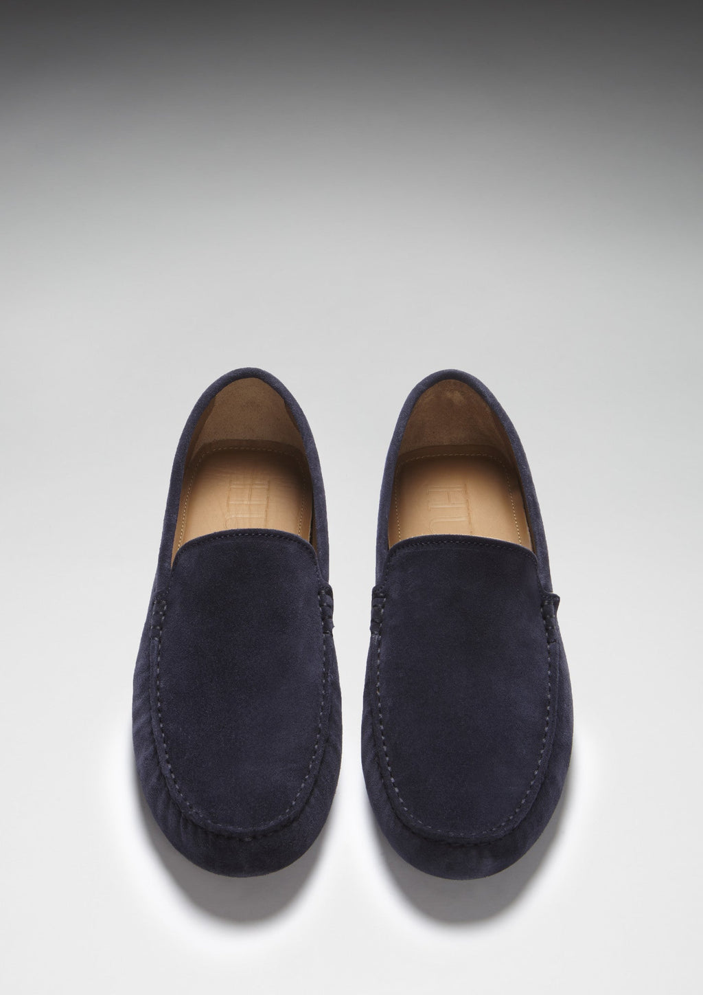 Navy Blue Suede Driving Loafers