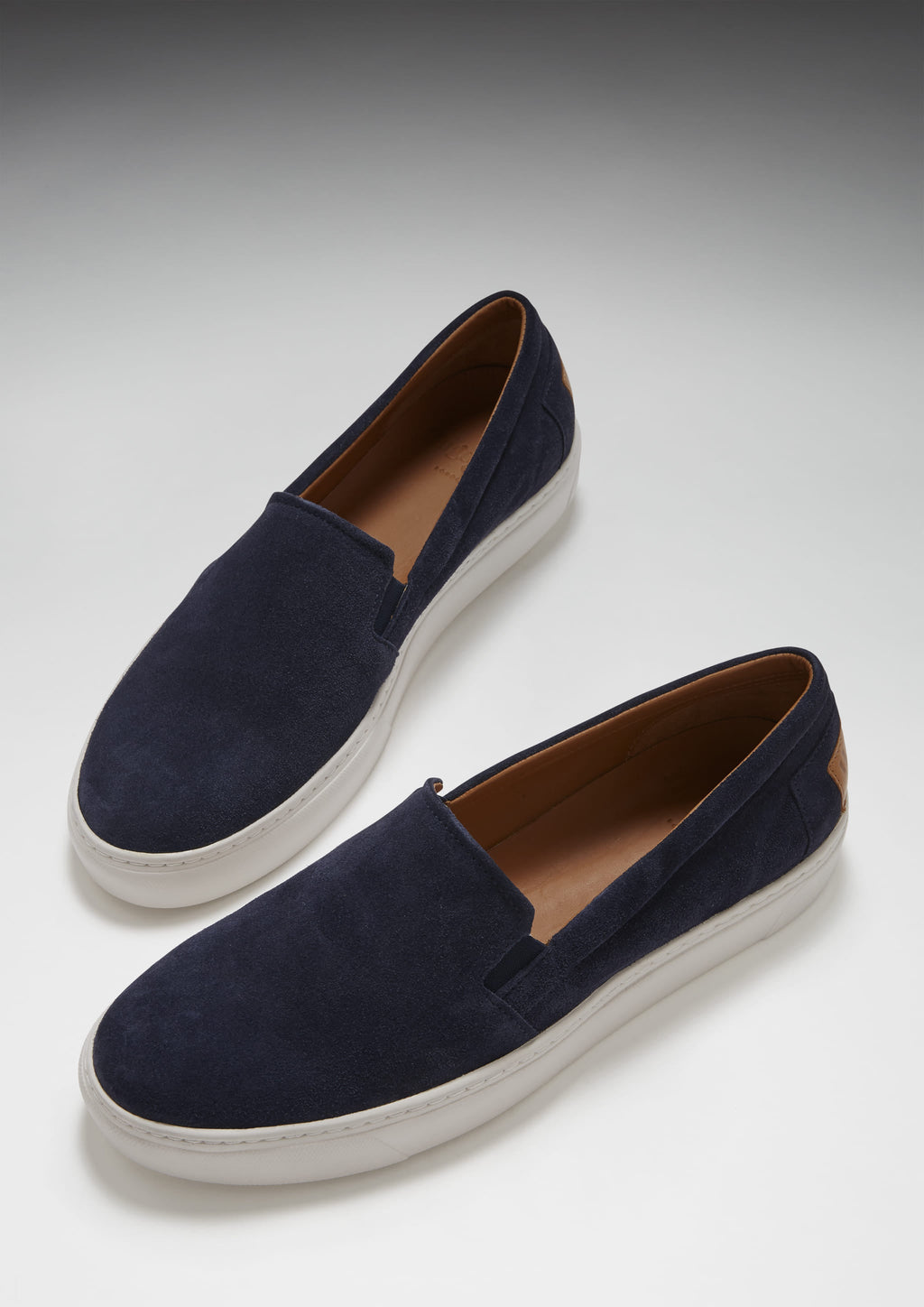 Navy Blue Suede Slip On Sneakers