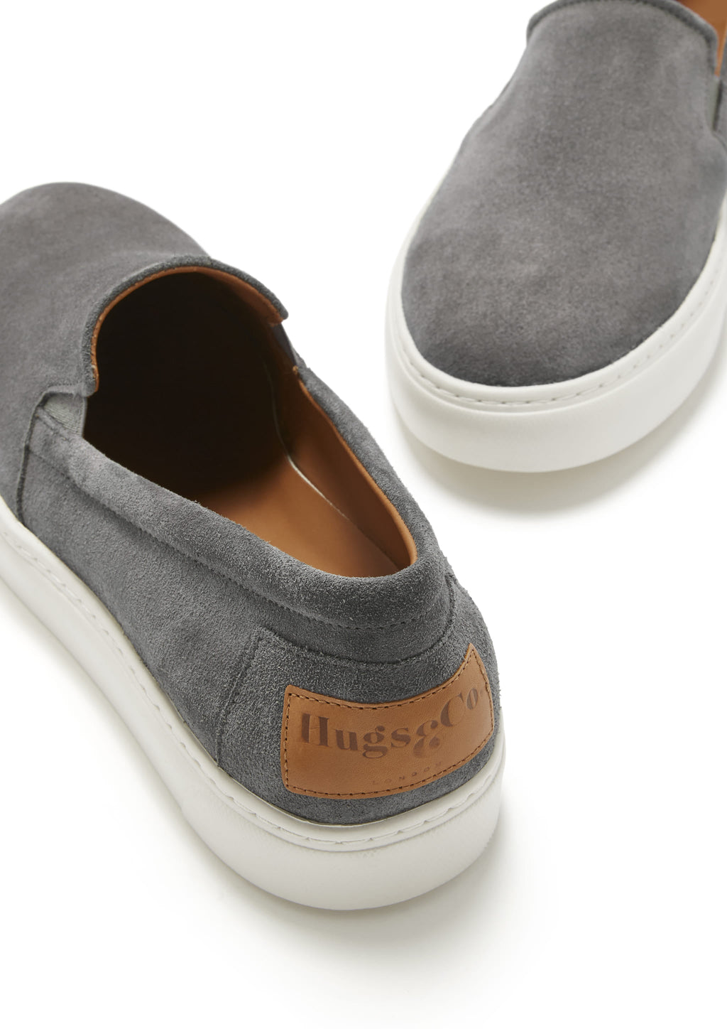 Slate Grey Suede Slip On Sneakers