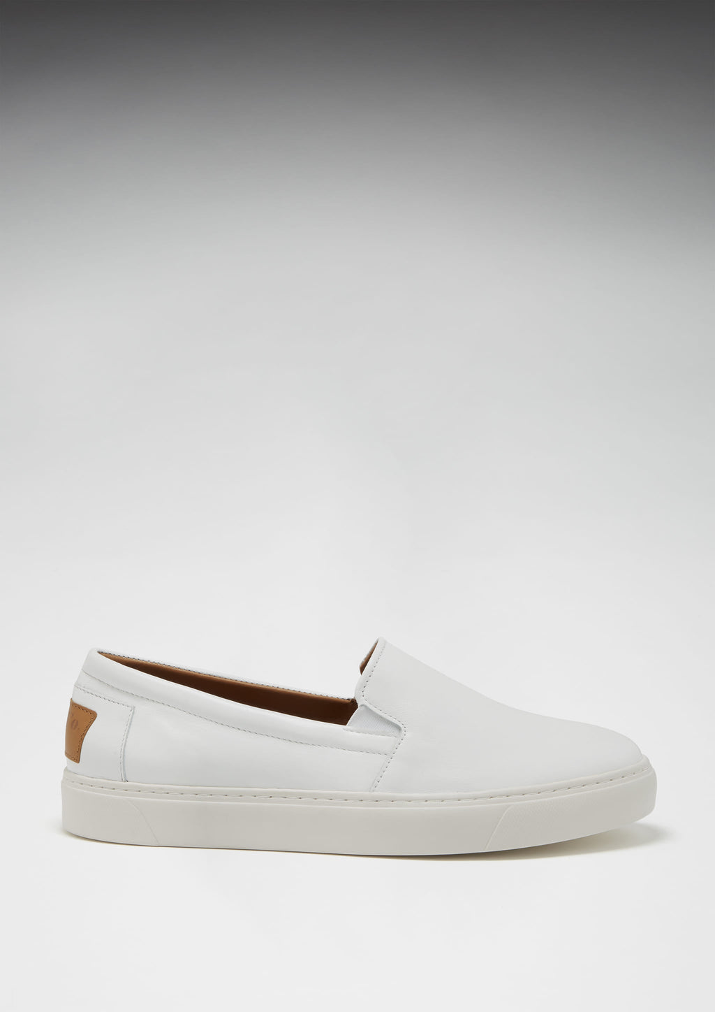 White Leather Slip On Sneakers