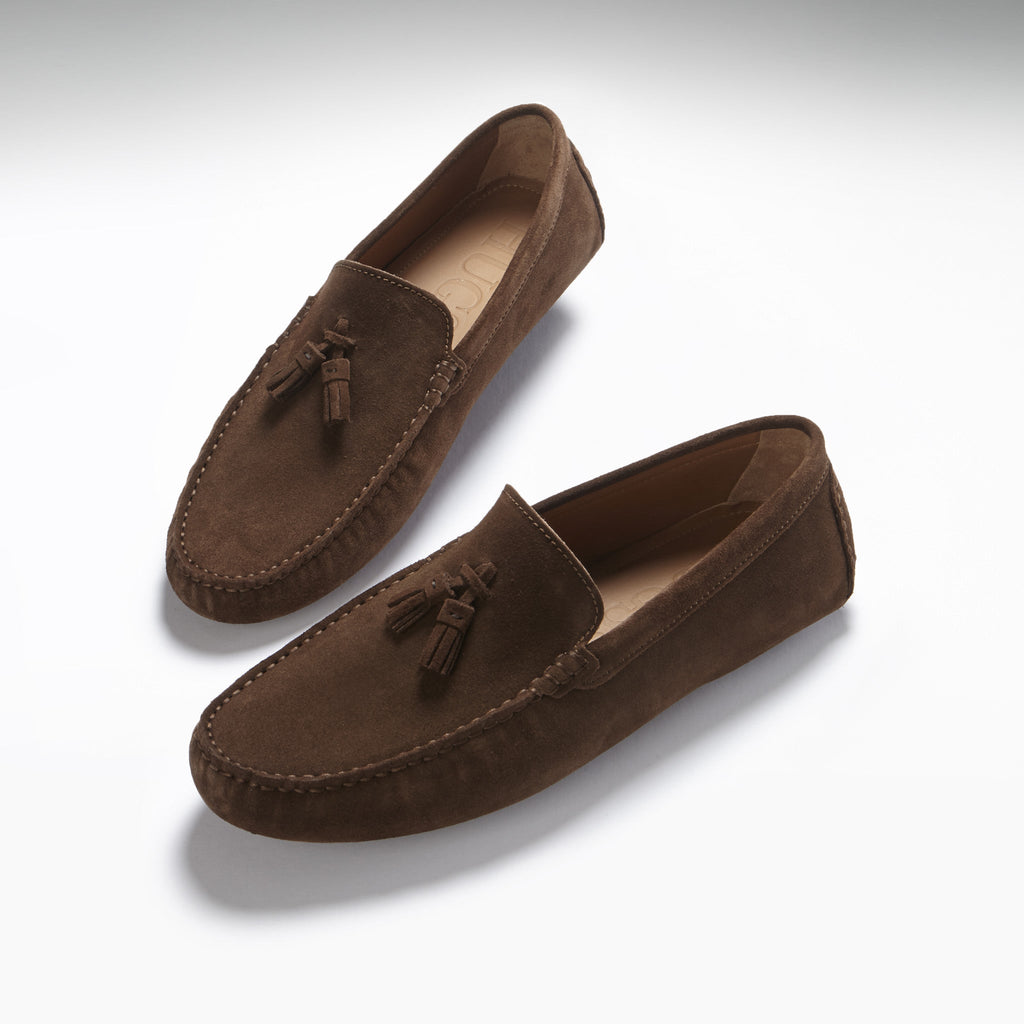 Brown Suede Tasselled Driving Loafers