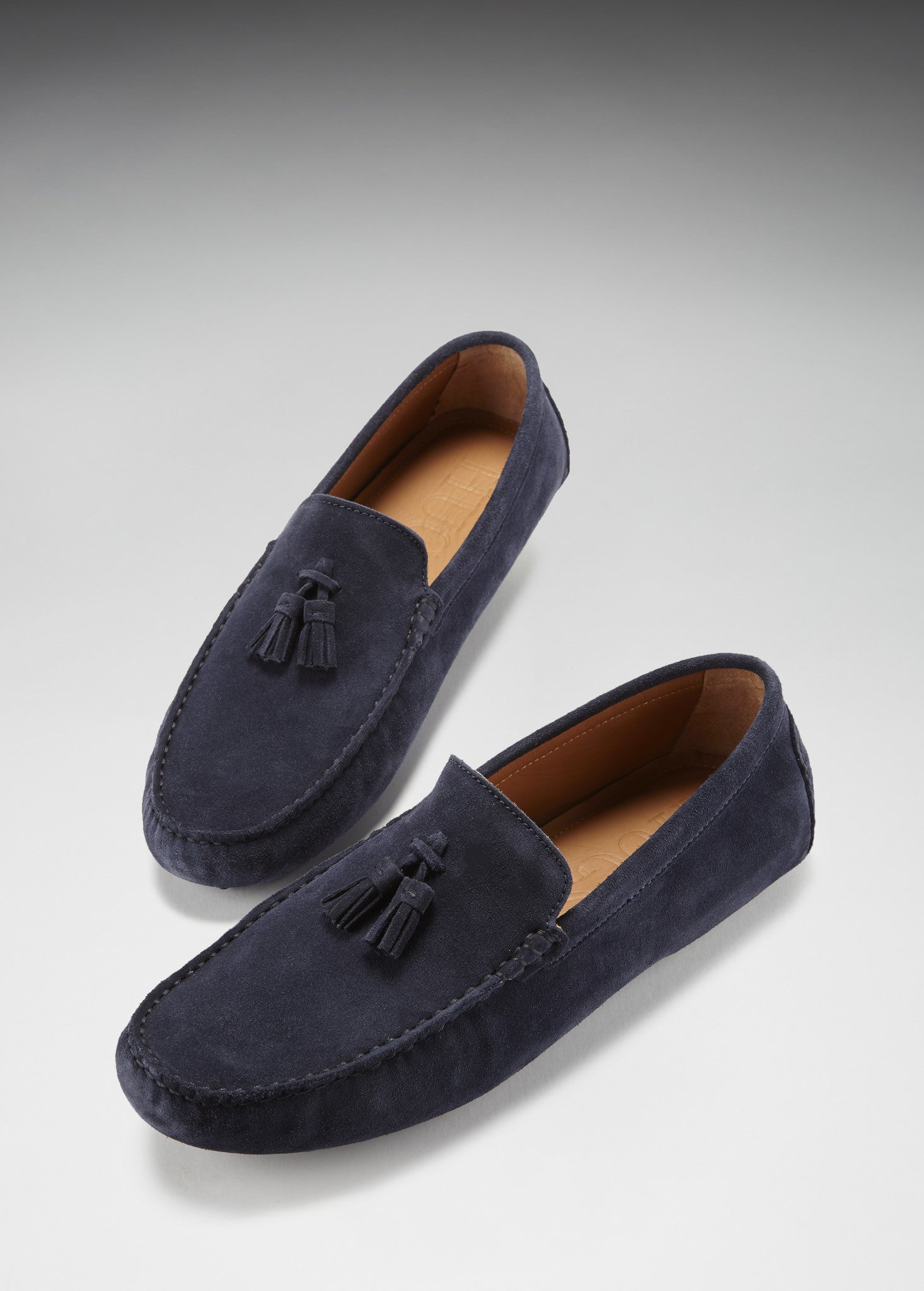 Navy Blue Suede Tasselled Driving Loafers