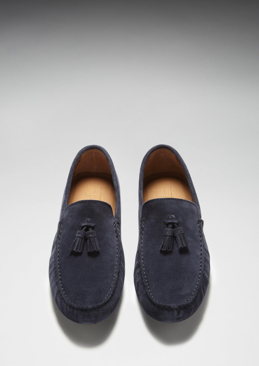 Navy Blue Suede Tasselled Driving Loafers