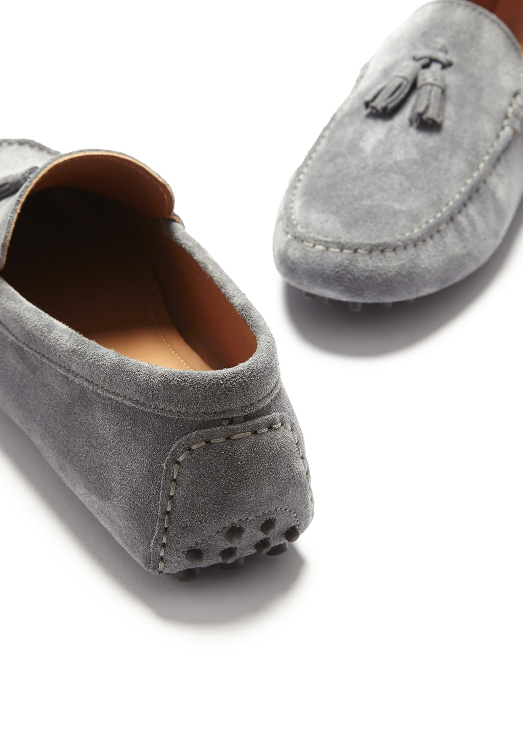 Slate Grey Suede Driving Loafers with Tassel