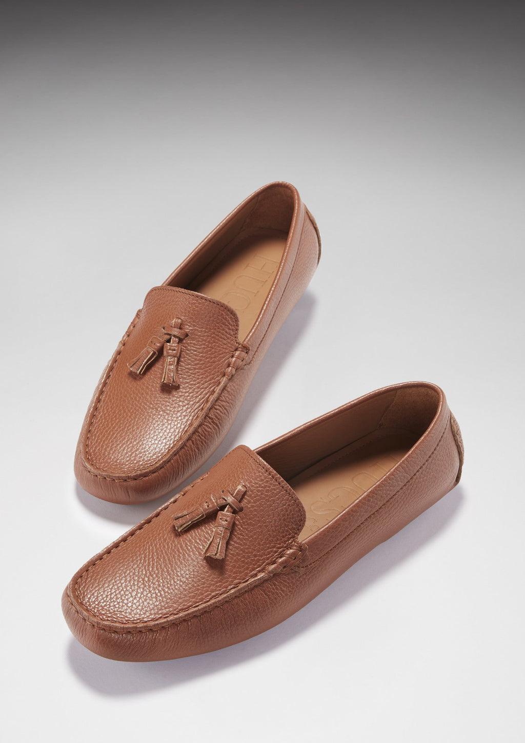 Tan Grain Leather Tasselled Driving Loafers