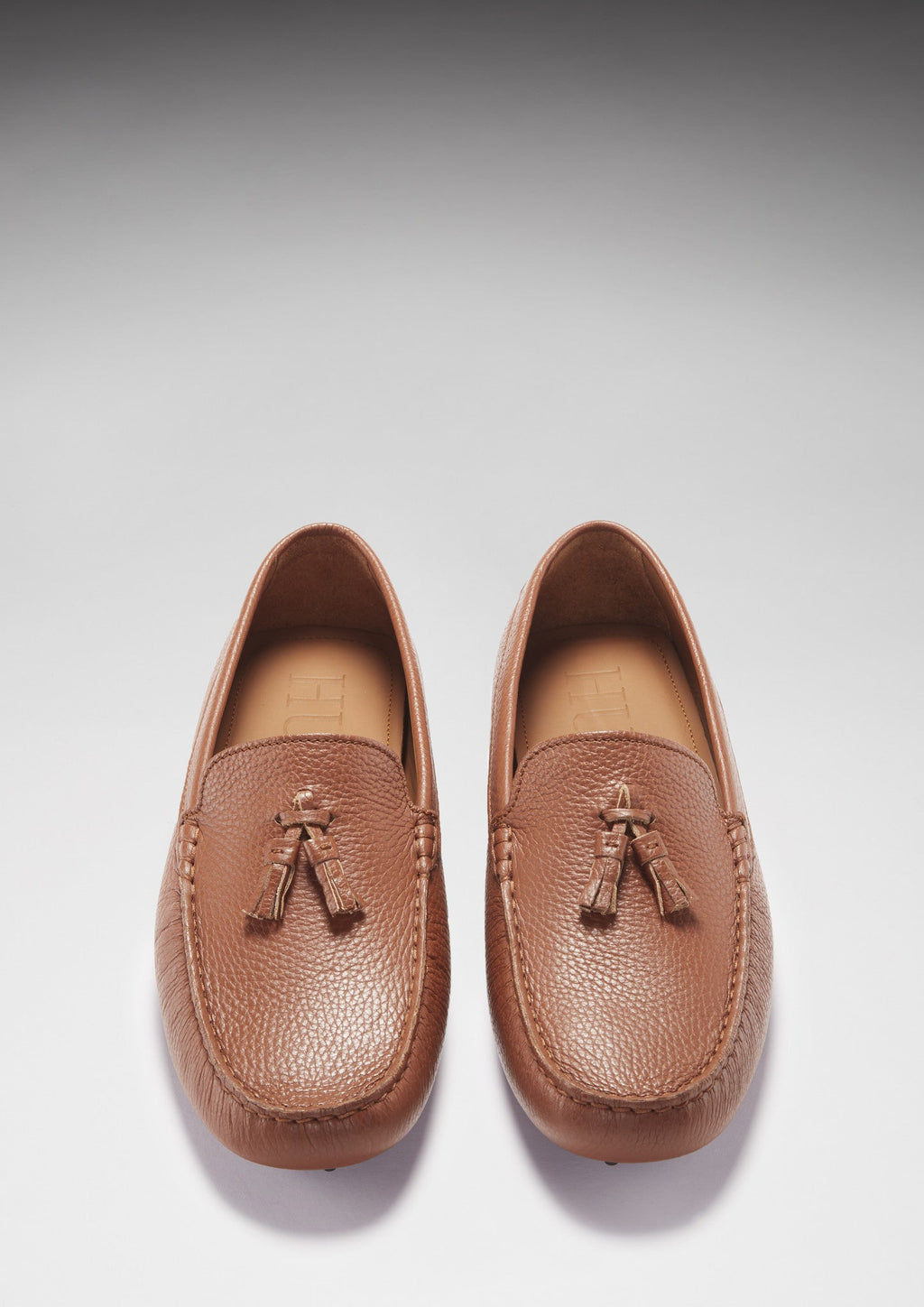Tan Grain Leather Tasselled Driving Loafers