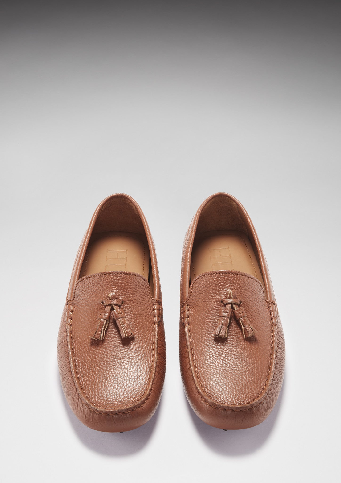 Tan Grain Leather Tasselled Driving Loafers