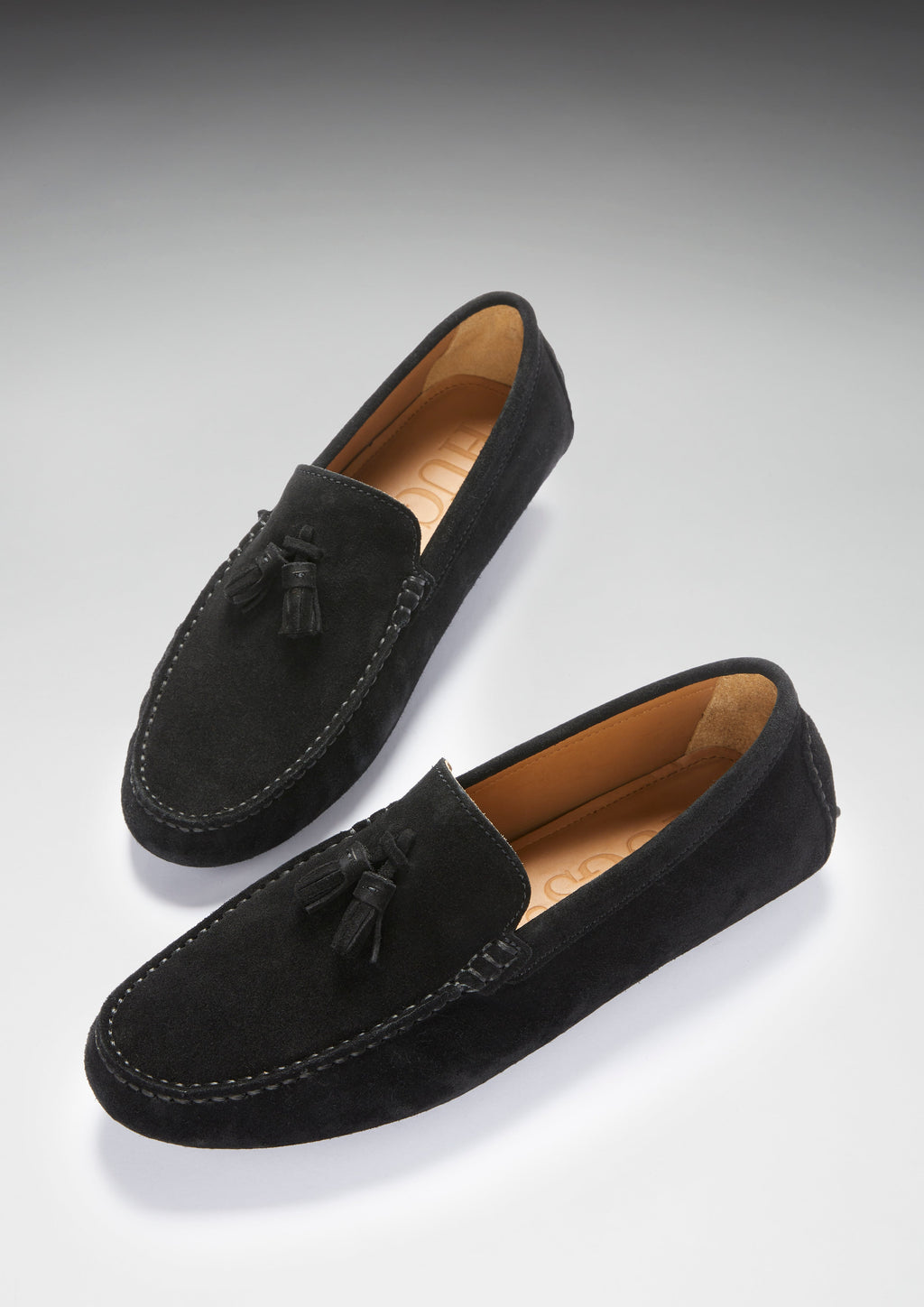 Black Suede Tasselled Driving Loafers