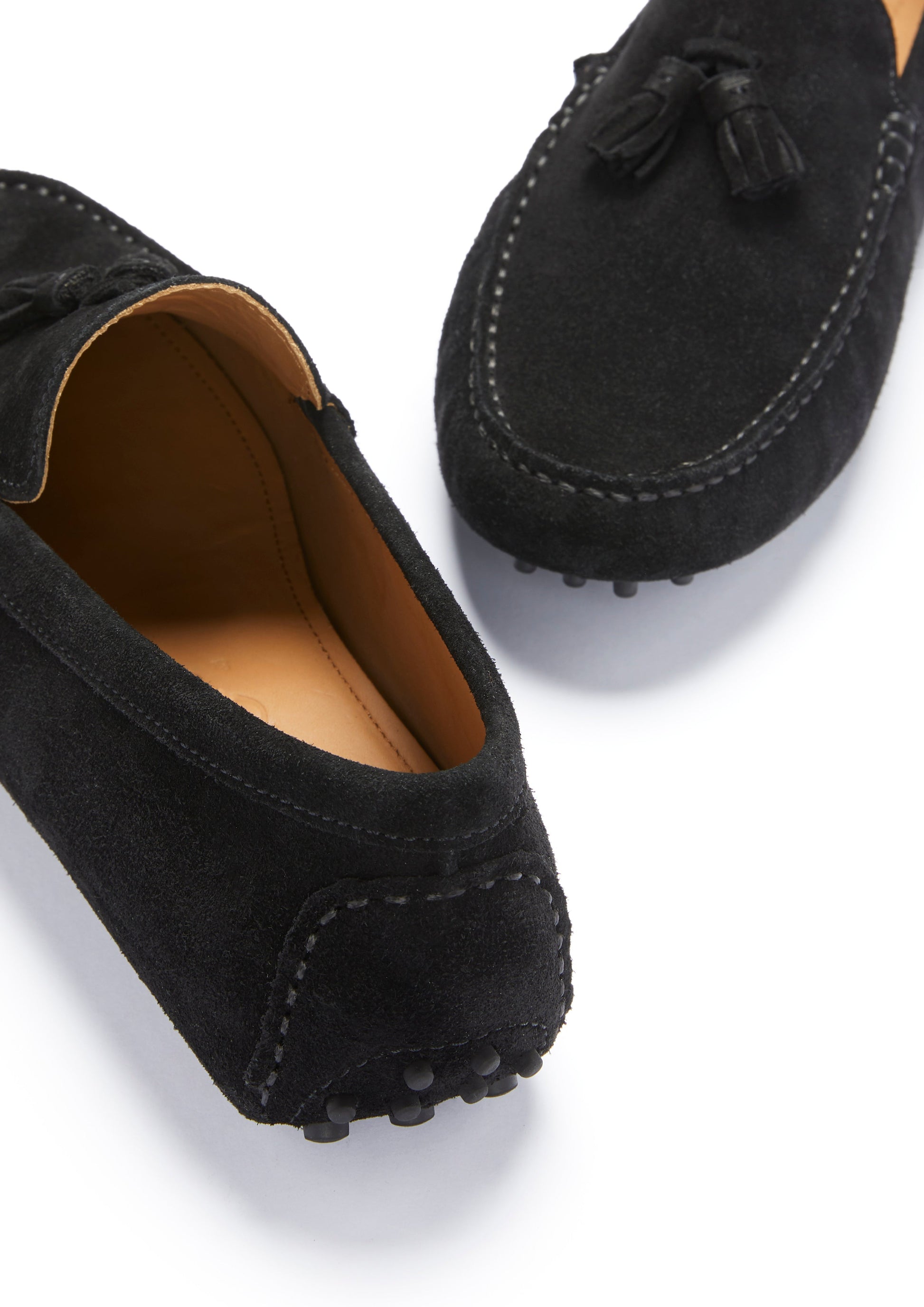 Black Suede Tasselled Driving Loafers