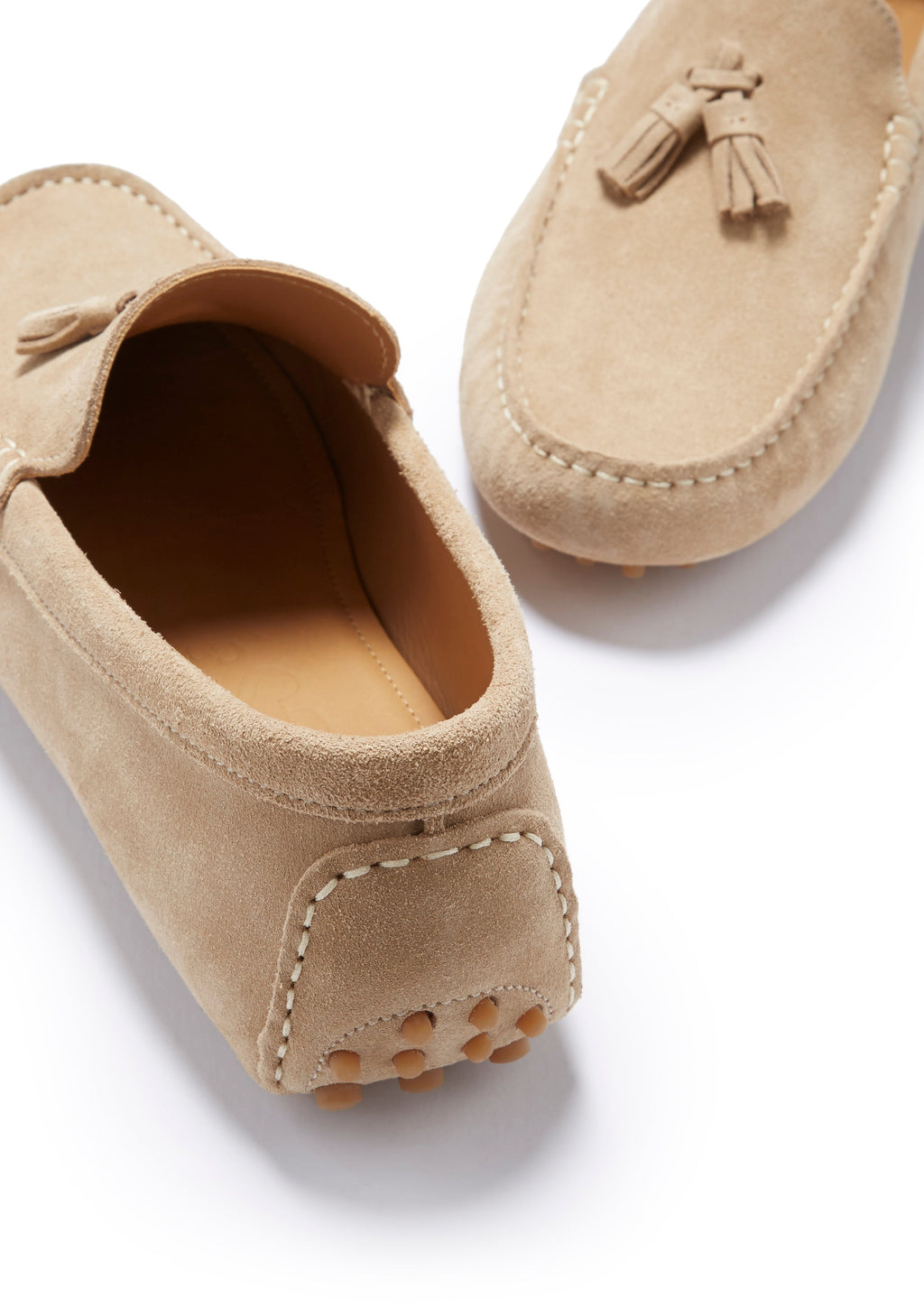 Taupe Suede Tasselled Driving Loafers