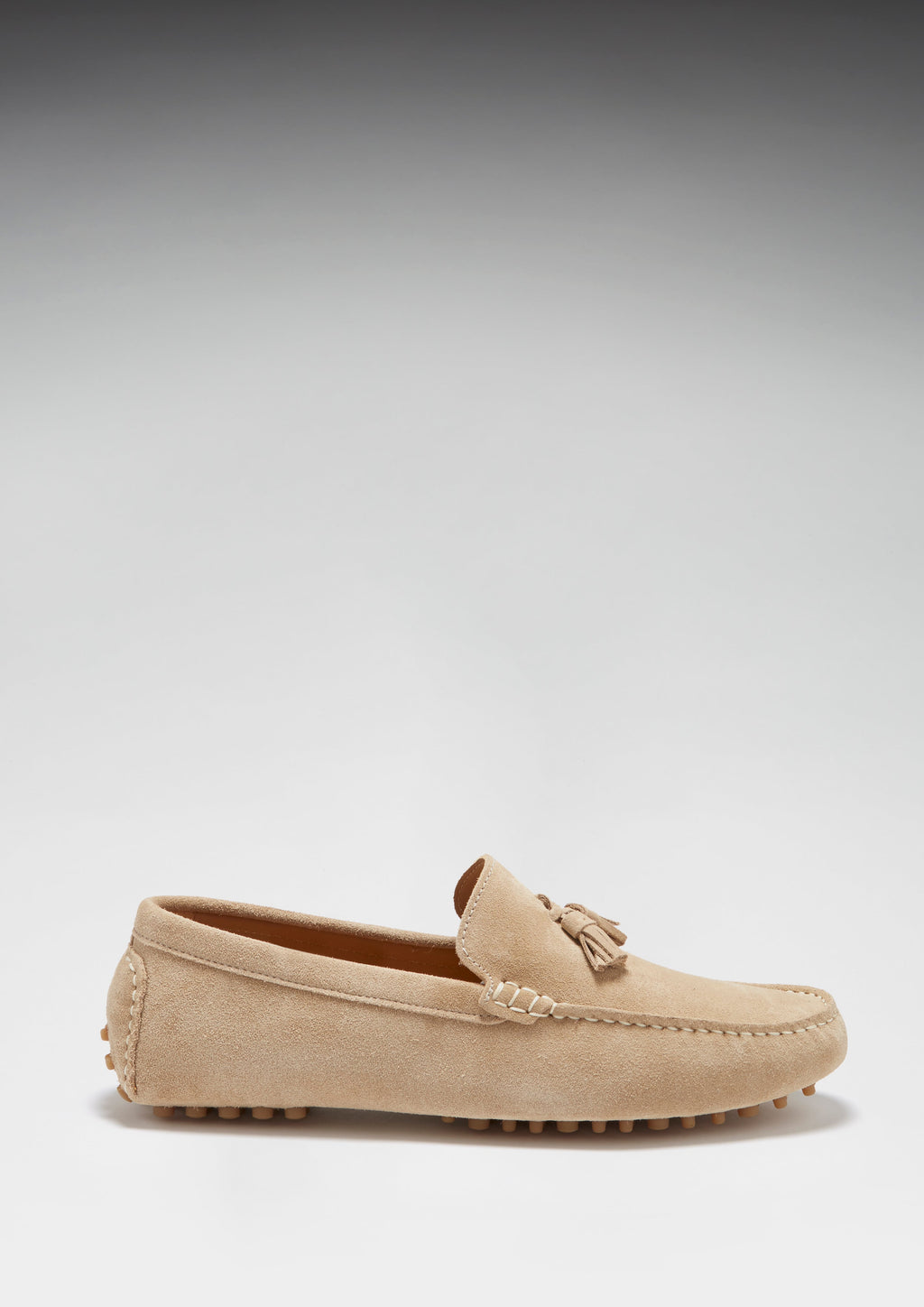 Taupe Suede Tasselled Driving Loafers