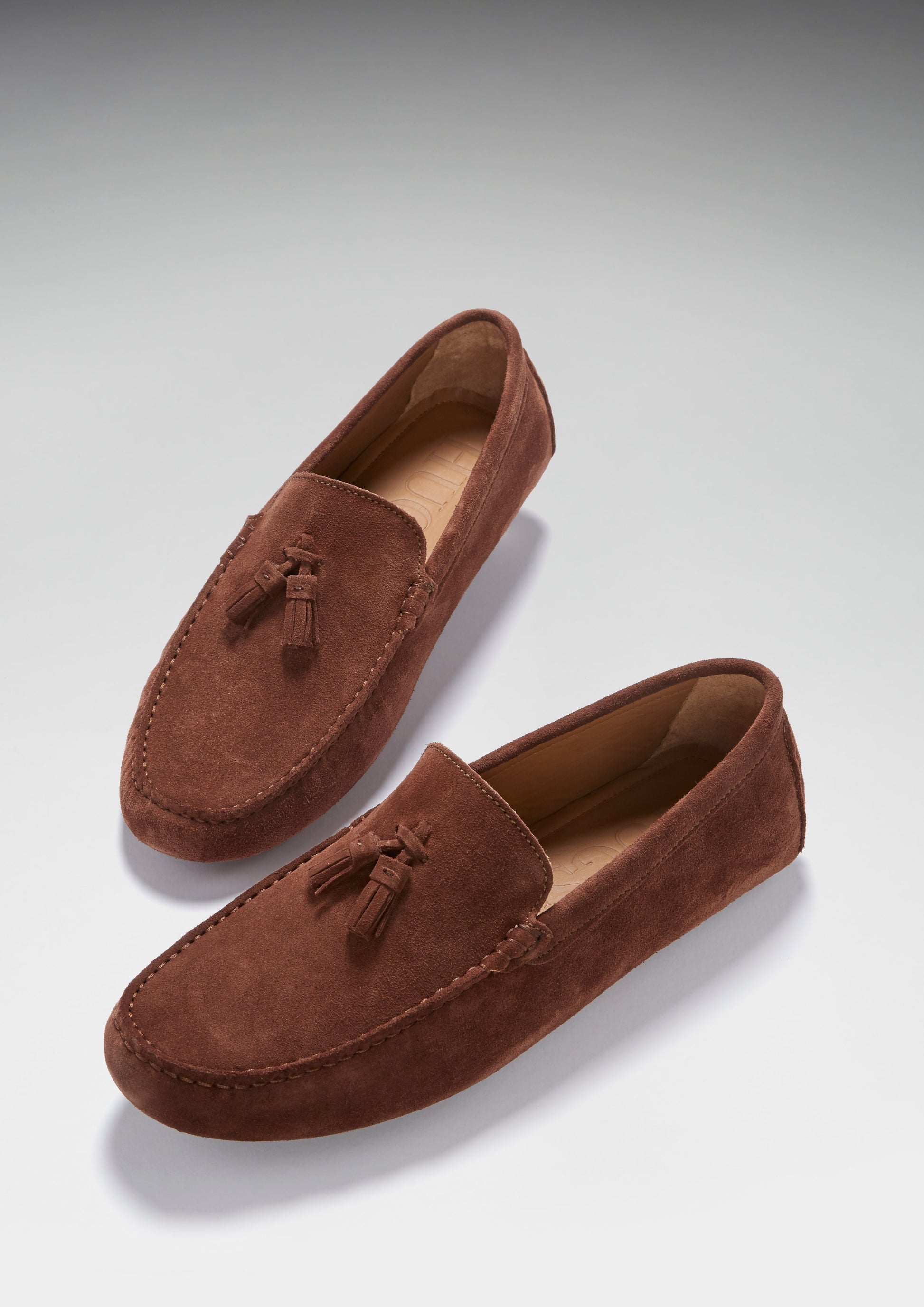 Mahogany Brown Suede Tasselled Driving Loafers
