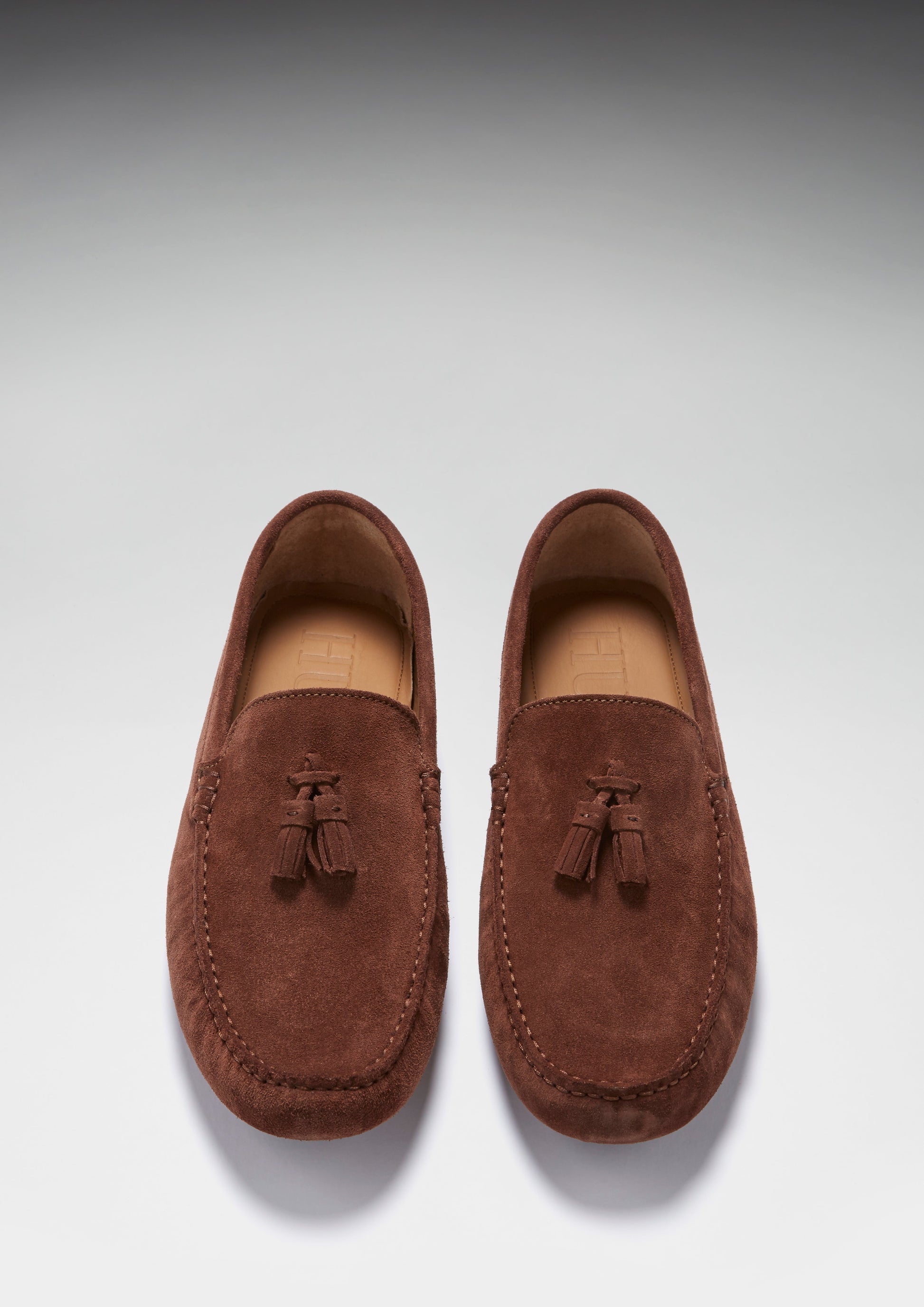 Mahogany Brown Suede Tasselled Driving Loafers