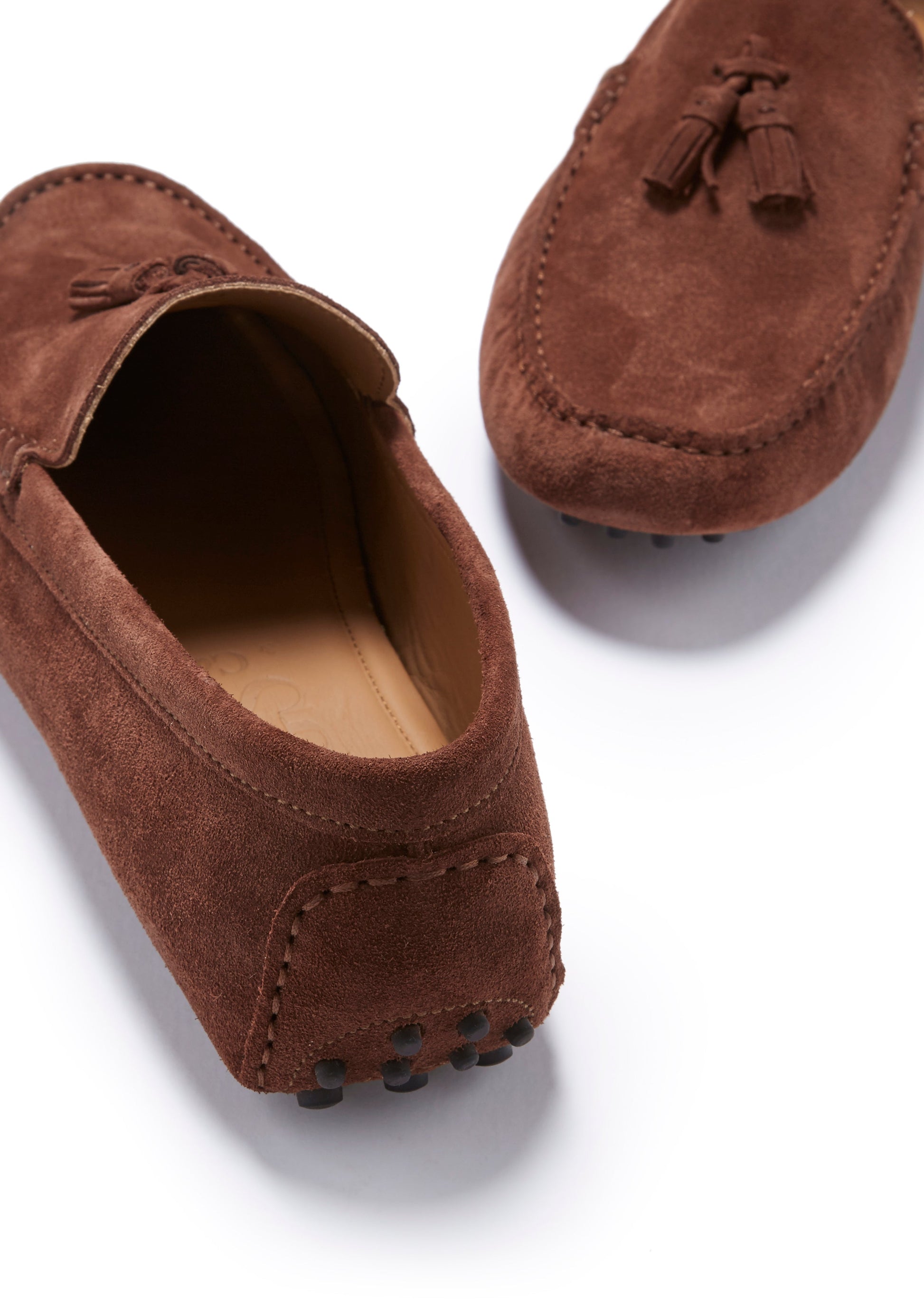 Mahogany Brown Suede Tasselled Driving Loafers