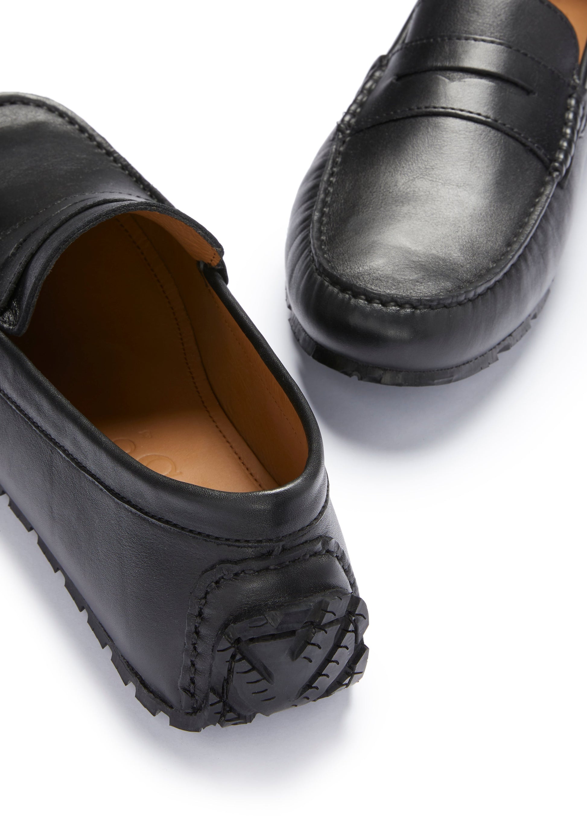Black Leather Penny Driving Loafers