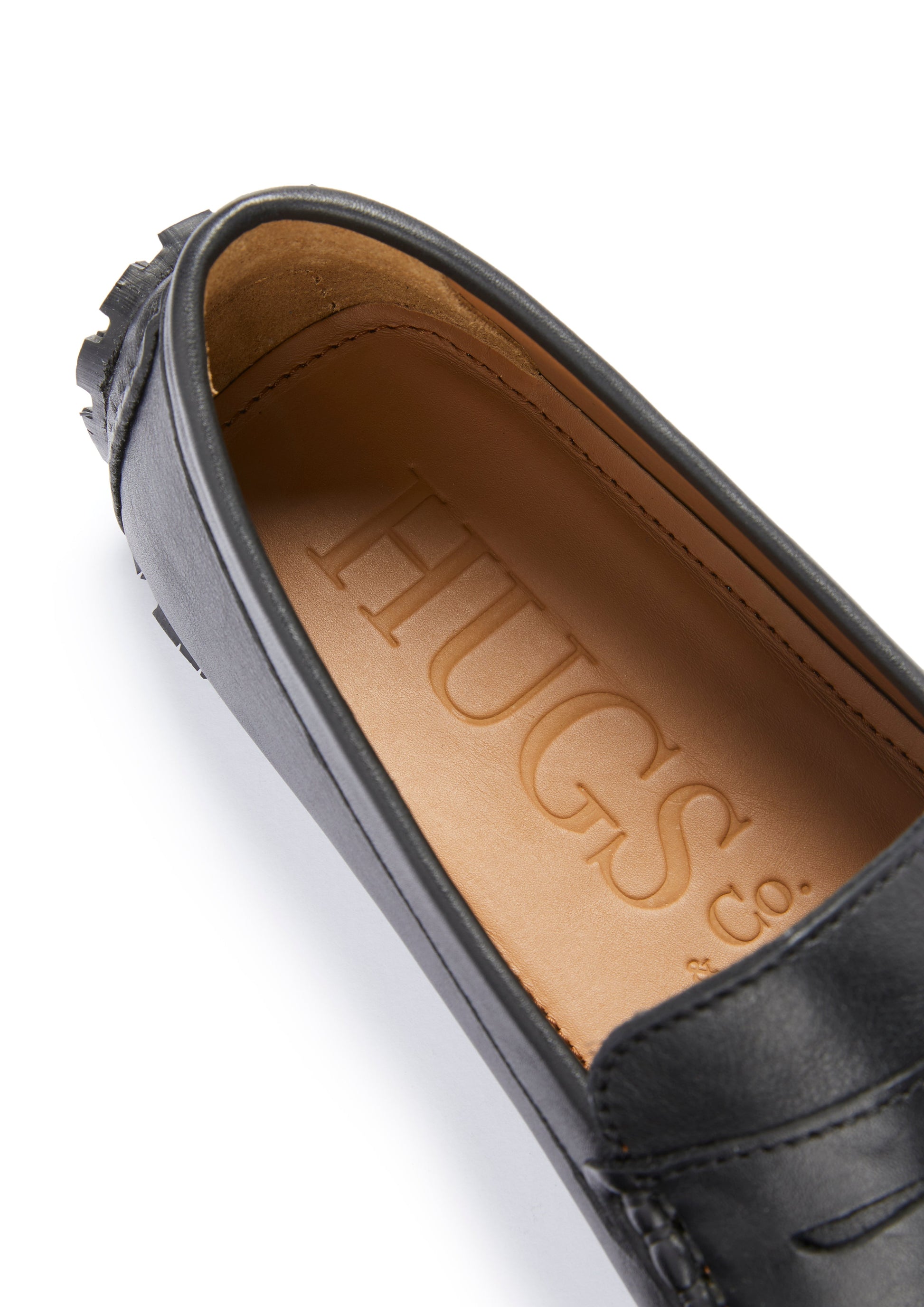 Black Leather Penny Driving Loafers