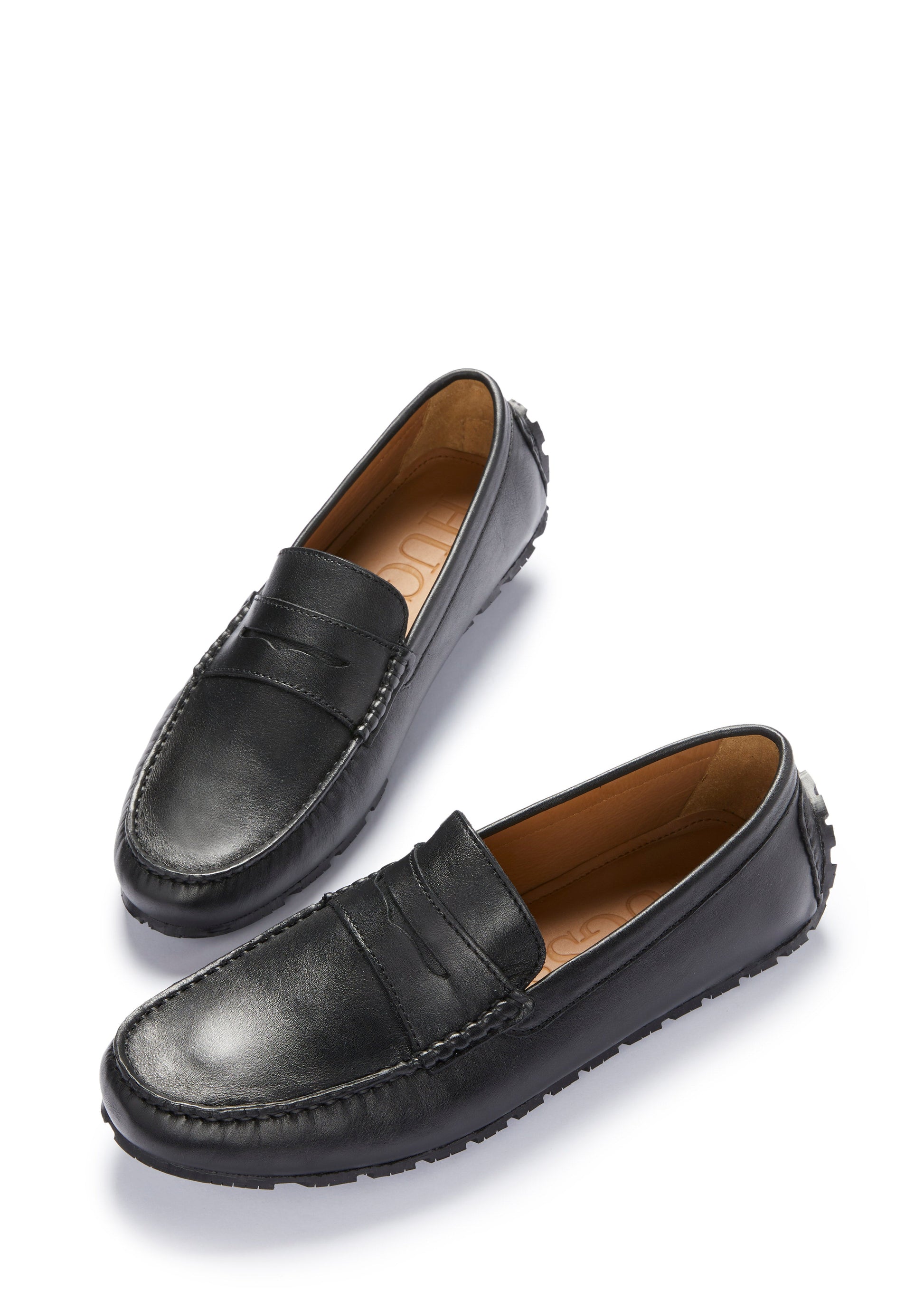 Black Leather Penny Driving Loafers