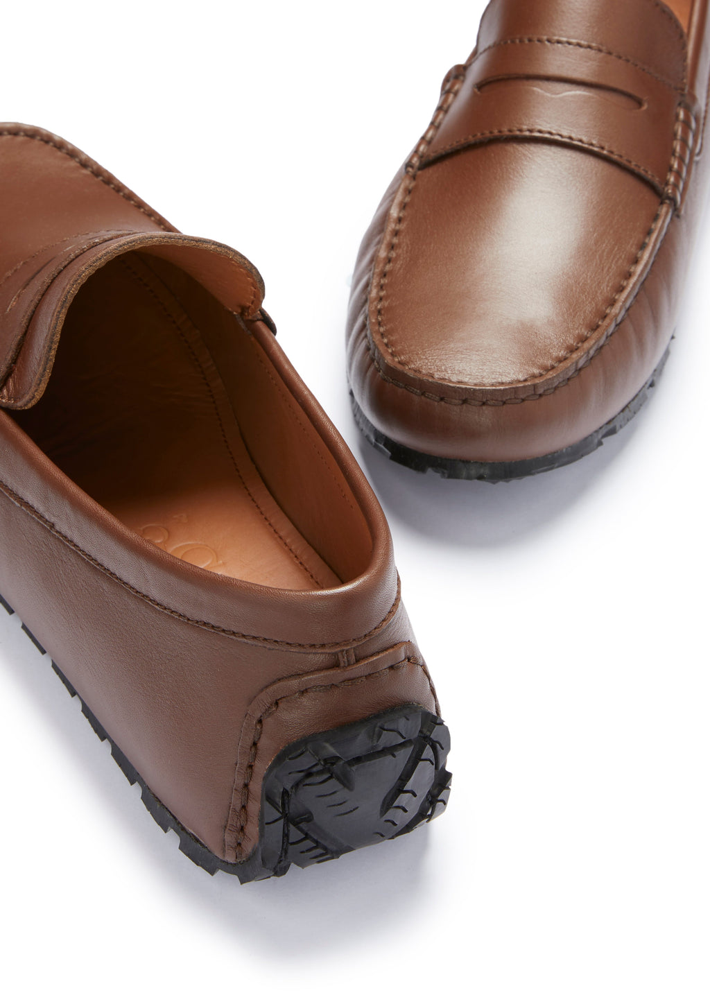 Brown Leather Penny Driving Loafers