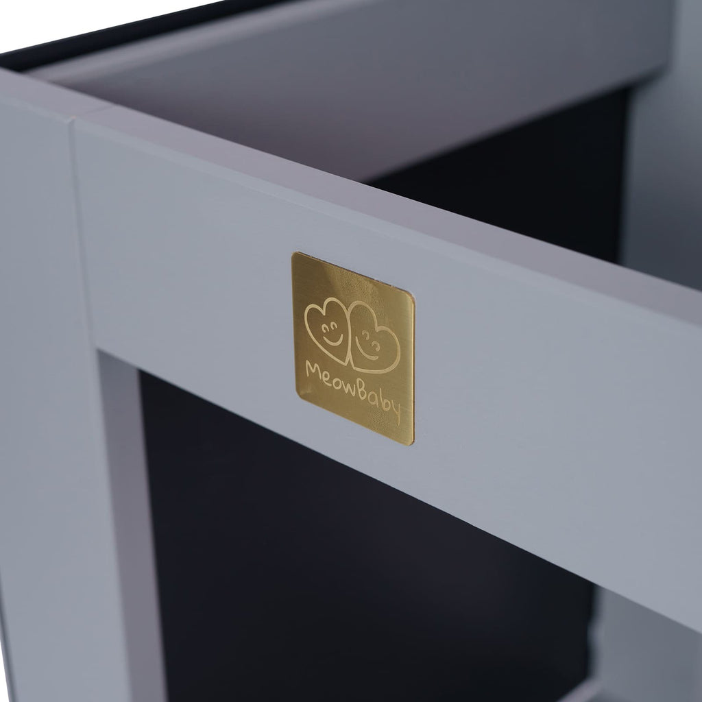 MeowBaby Wooden Kitchen Helper for Children with Board - Dark Grey