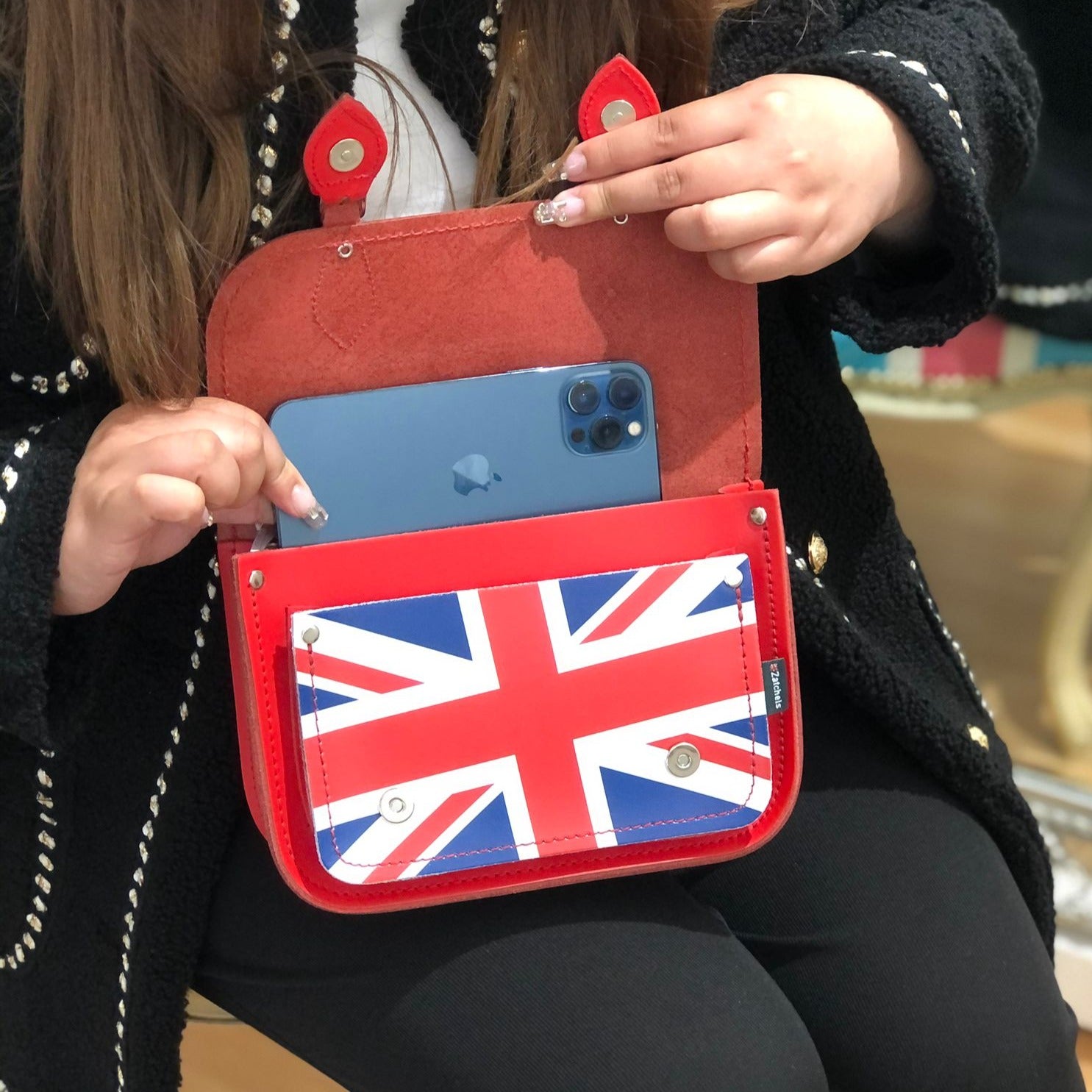 Union Jack Midi Satchel Pillar Box Red