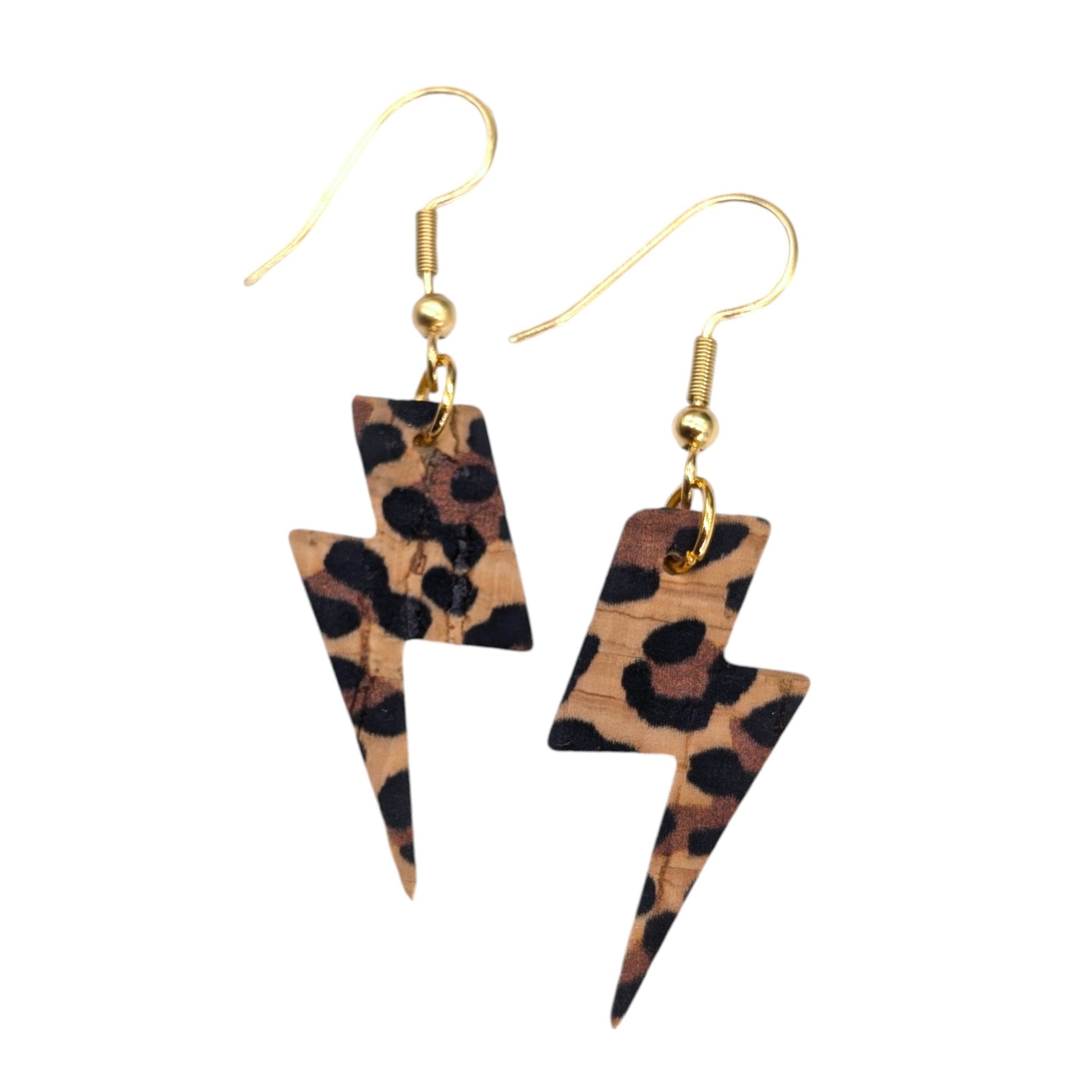 Mini gold glitter lightning bolt earrings
